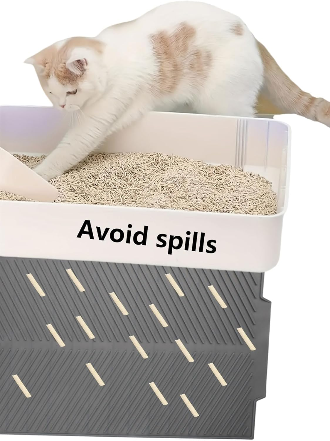 Cat Litter Tray Mat, Waterproof Cat Litter Tray Mat, Cat Litter Tray Mat, Cat Litter Mat, Non-Slip Cat Litter Mat, Silicone, Easy to Clean, Grey, 41 X 51 Cm image number 5