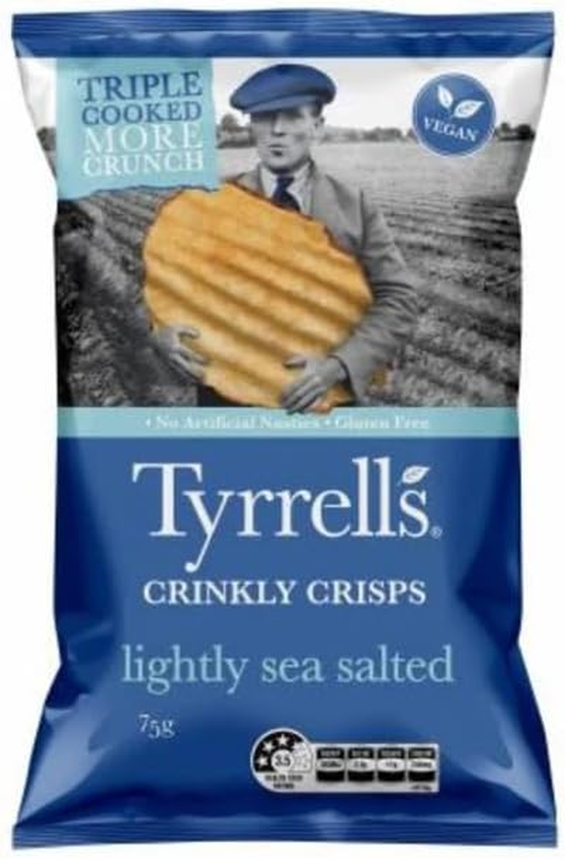 Tyrrells Sea Salt Potato Chips 75 G (Pack of 12)