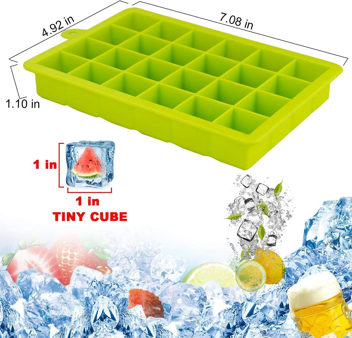 Morfone Silicone Ice Cube Trays 3 Pack with Removable Lid Easy-Release Flexible Ice Molds 24 Cubes per Tray for Cocktail, Whiskey, Baby Food, Chocolate, BPA Free image number 1