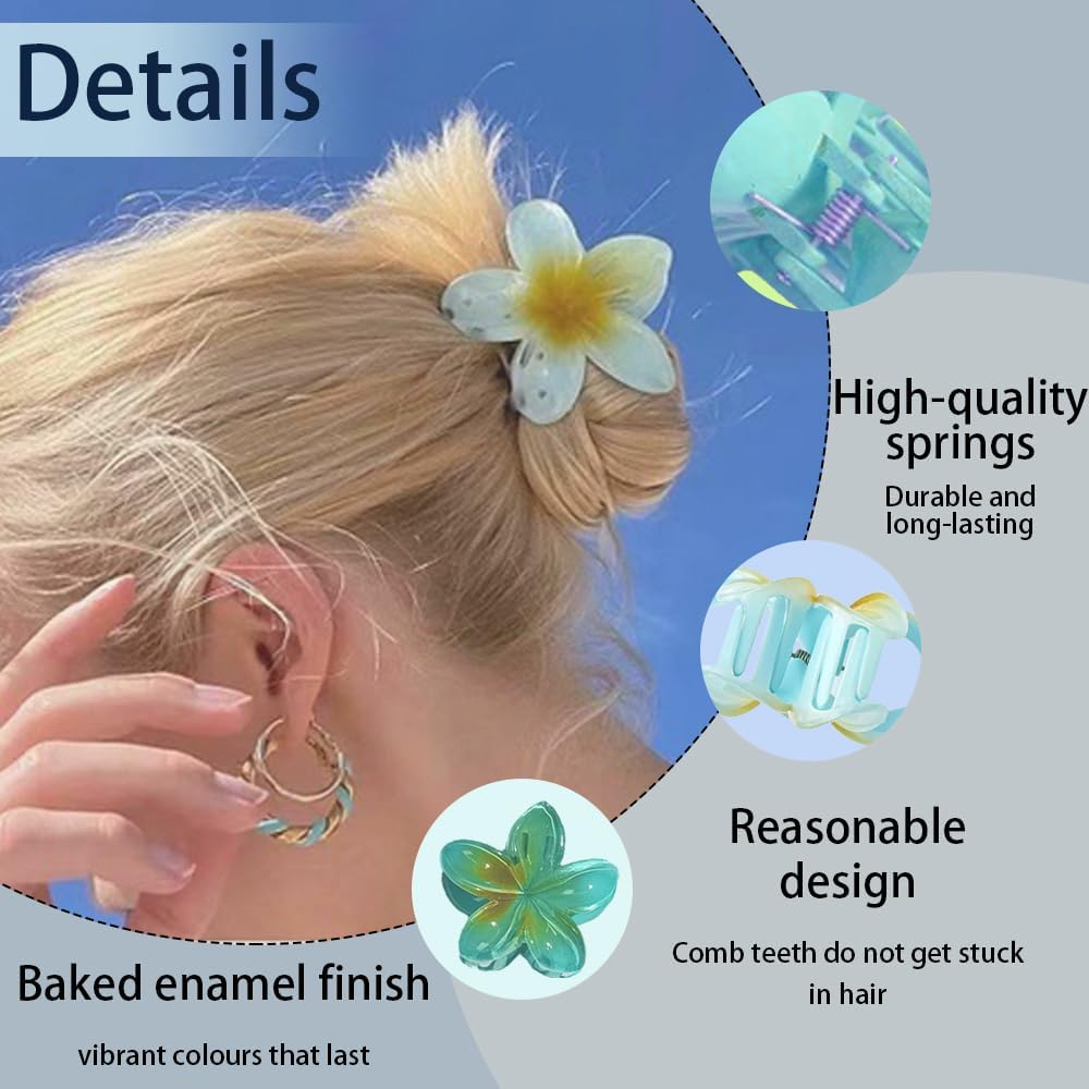 YFTRFR Pack of 7 Flower Hair Clips, Non-Slip Hawaiian Hair Clip, Large Flower Hair Clip, Plastic Hair Clips, Acrylic Accessories in Petal Design, Can Be Used on Hair Styling Accessories
