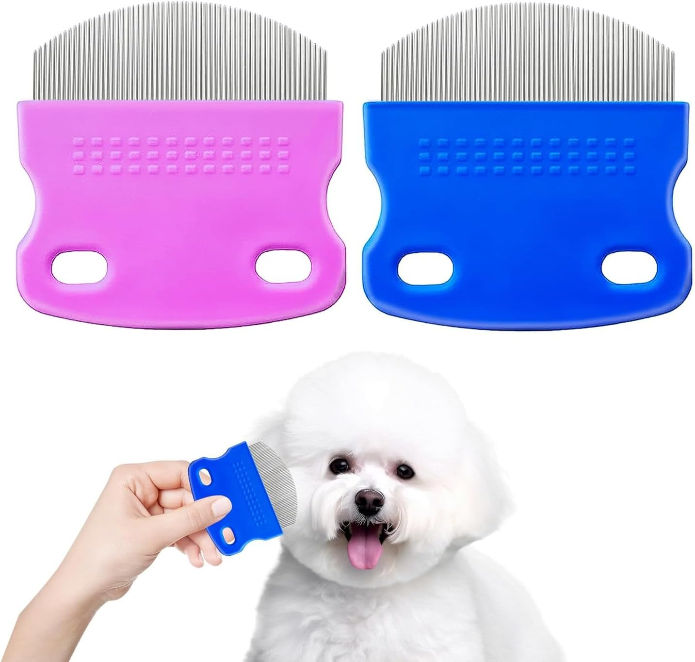 2 Pack Professional Eye Comb for Pets,Stainless Steel Tear Stain Remover for Cats & Dogs,Flea Lice Comb,Gentle Round-Head Grooming Tool,Precisely Removes Stains, Dirt and Debris from the Eye Area image number 6