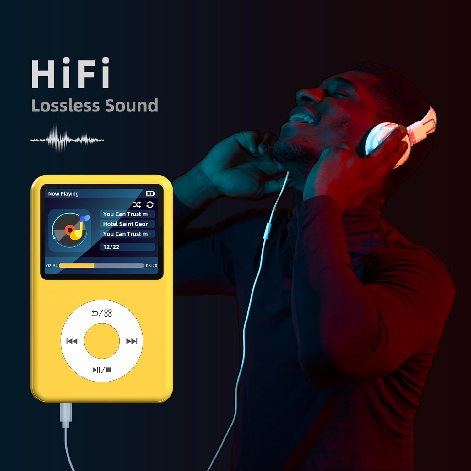 Y1 Mp3 Player with Bluetooth 128G Innioasis Version Upgrade Portable Mini Hifi Sound Bluetooth Walkman Digital Music Player 2.4" Screen Nice 2025 Yellow - Teal image number 2