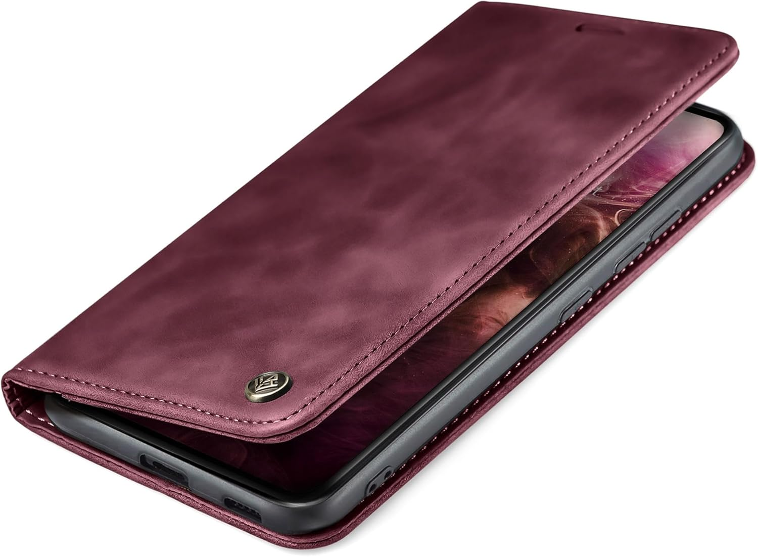 LBH Mobile Phone Case for Samsung Galaxy A36 5G in Wine Red with Card and Money Compartment Smartphone Case with Stand Function Flip Case Protective Cover Magnetic Closure Vintage image number 1