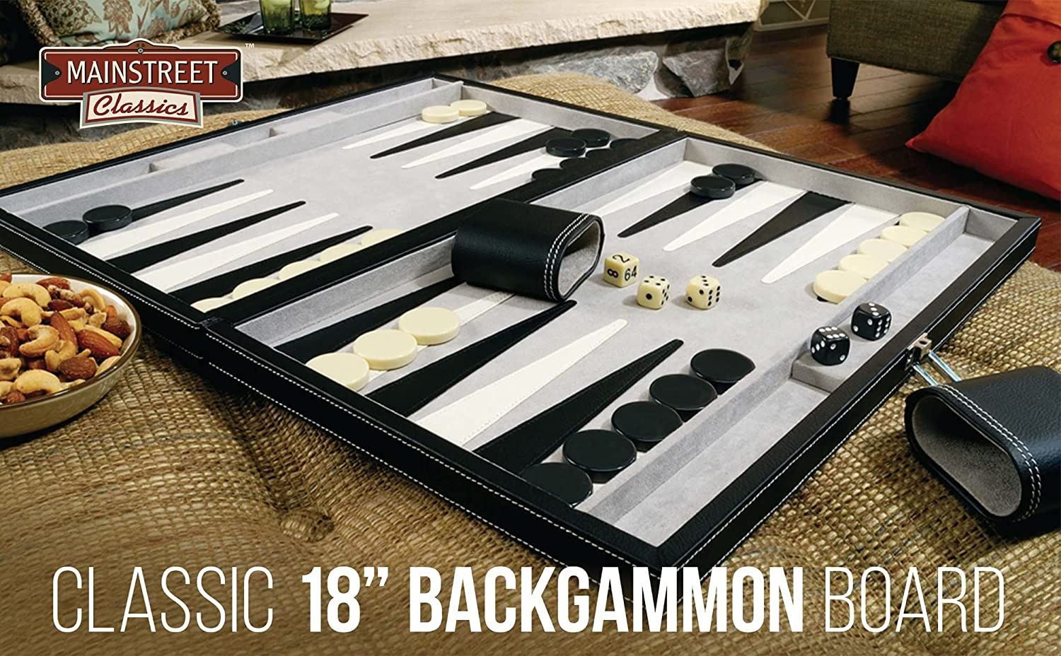 Mainstreet Classics 18-Inch Backgammon Board Game Set image number 1
