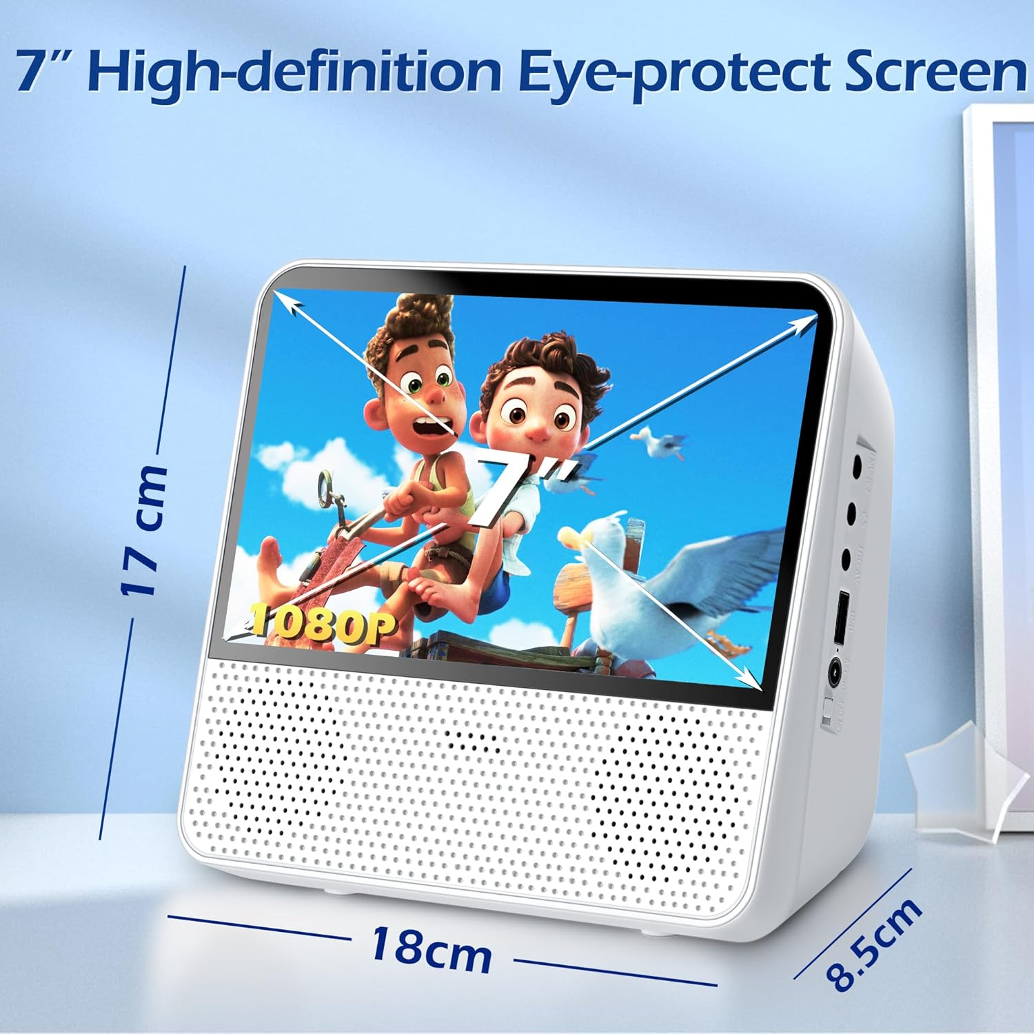 9.8" Portable DVD Player Bluetooth with 7'' Screen, 5 Hour Rechargeable Car DVD Player for Kid, Child, All Region, Support Cd/Bluetooth/Usb/Aux/Timer Off/Aux, Sync Screen to TV, Remote Control, Ourdo image number 5