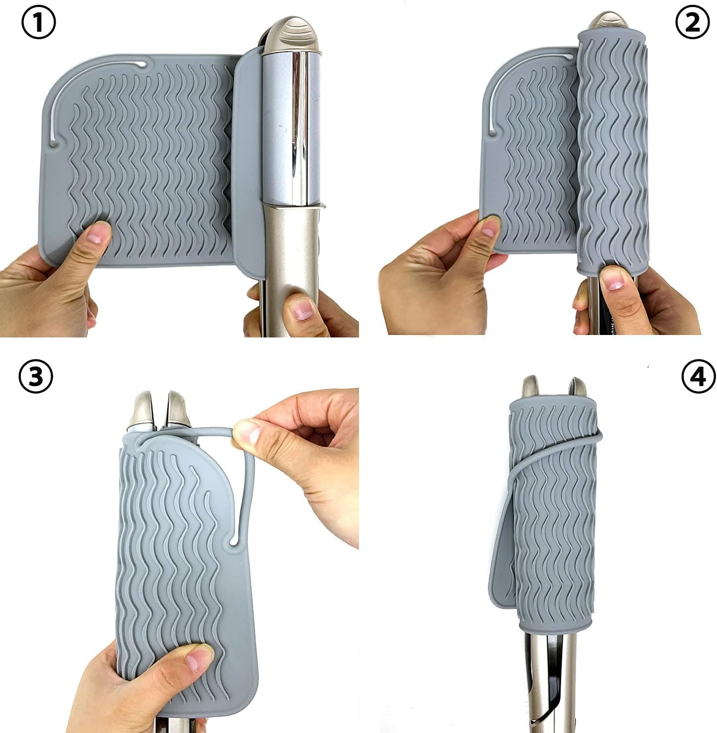 Flat Iron Travel Mat, Curling Iron Counter Protector with Heat Resistant Glove for Curling Irons, Hair Straightener, Flat Irons and Hair Styling Tools, 9&rdquo; X 6.5&rdquo;, Gray by Lessmon