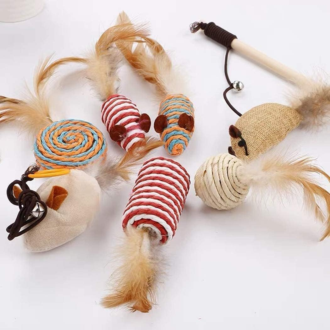 Mumoo Bear Cat Feather Toys Set with 7Packs Feather Ball Mice Interactive Cat Toys, Multicolor, 7Pc Feather Toys image number 5