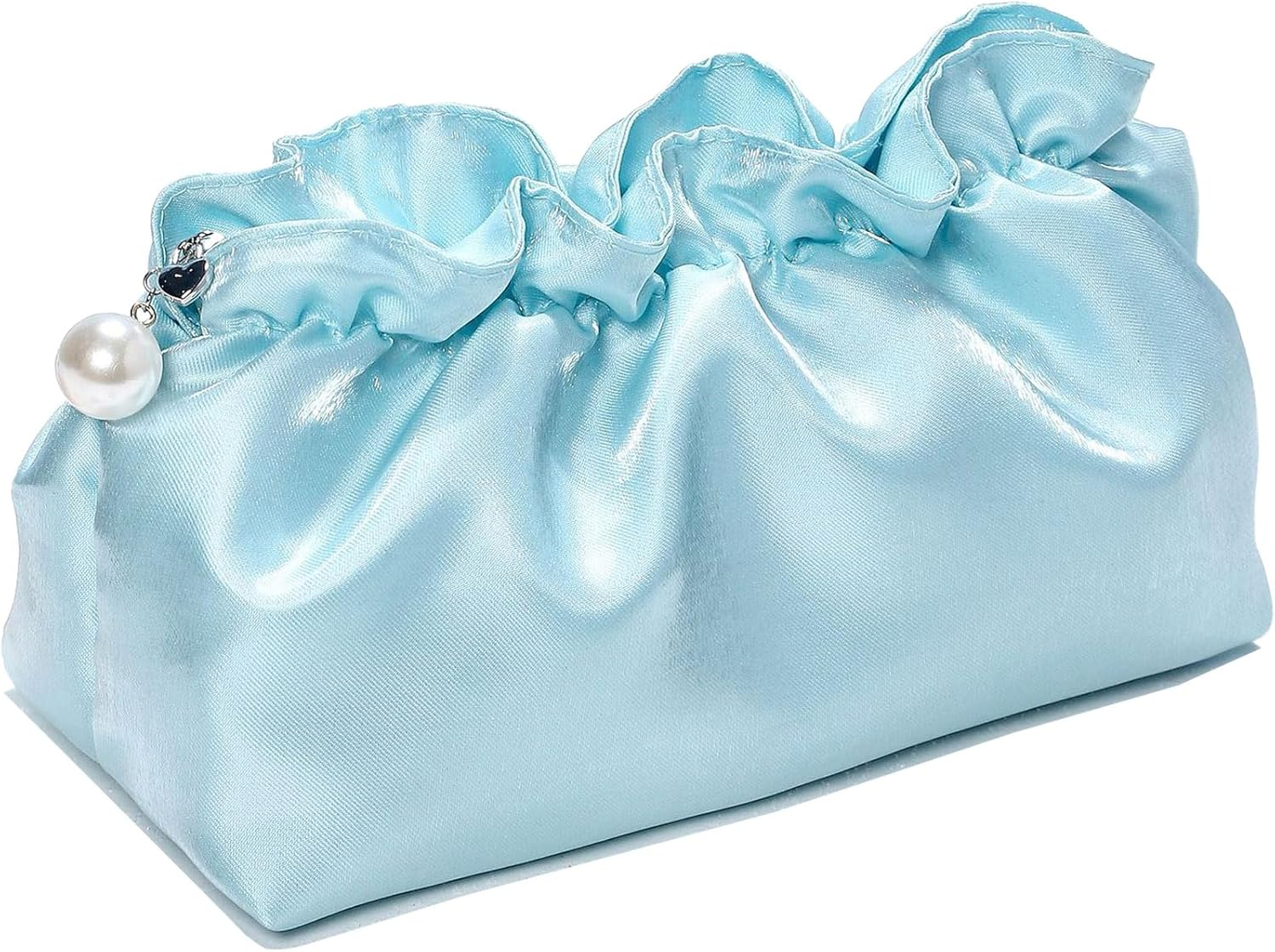 Zaciea Wrinkled Cosmetic Makeup Pouch Bag, Travel Toiletry Bag for Women (Pink)