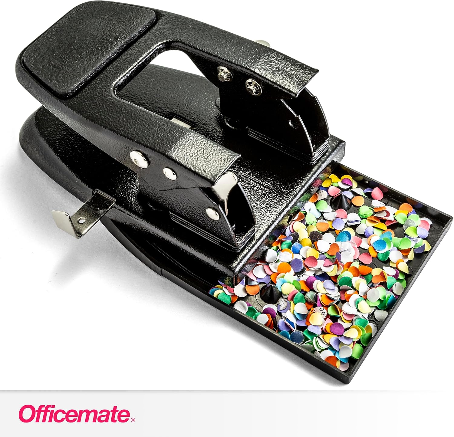 Officemate Heavy Duty 2-Hole Punch, Padded Handle, Black, 50-Sheet Capacity (90082) image number 4