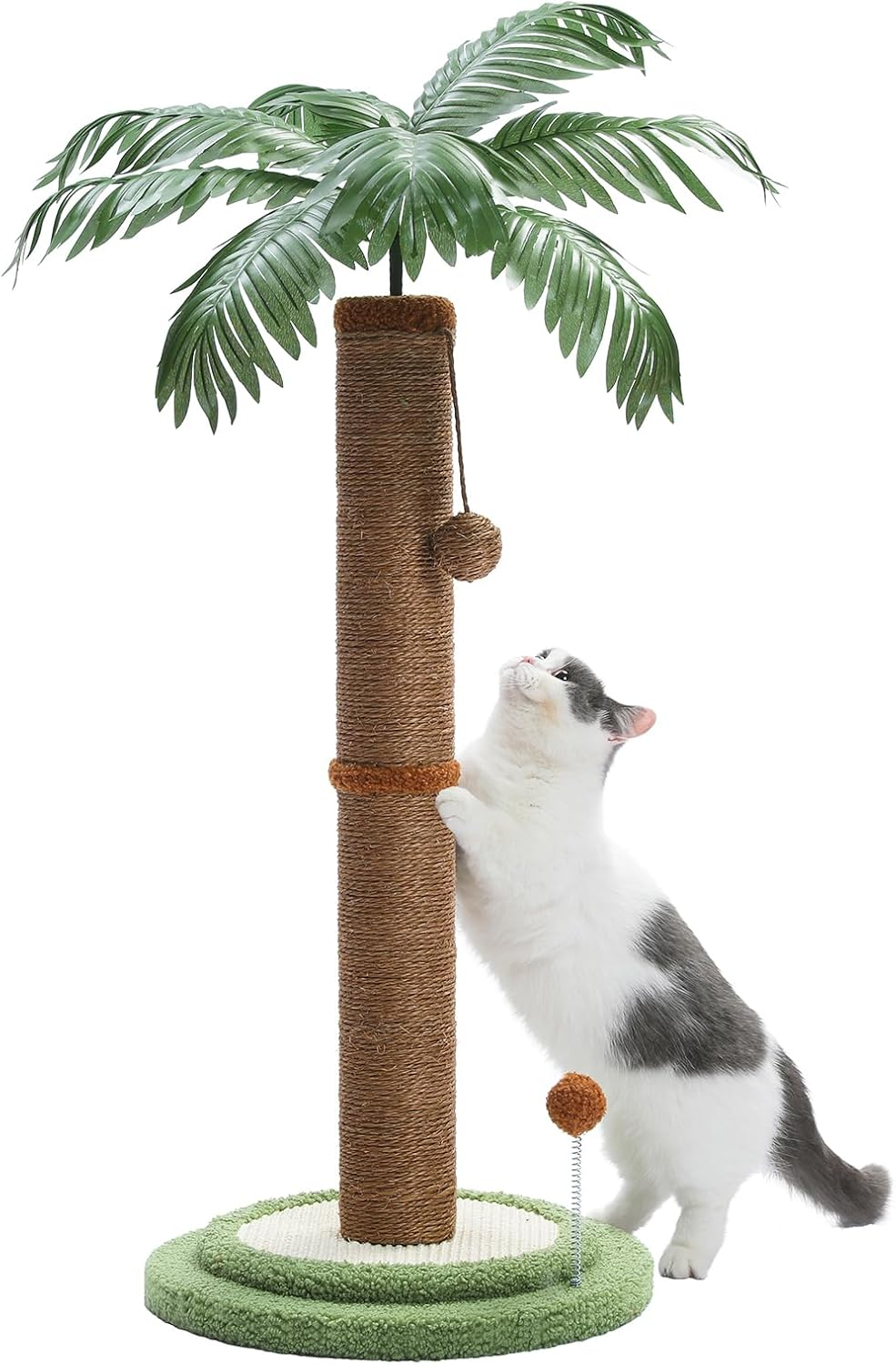 PAWZ Road Coconut Palm Cat Scratching Post, 85Cm Height Cat Scratcher for Indoor Cats with Interactive Balls Brown image number 1