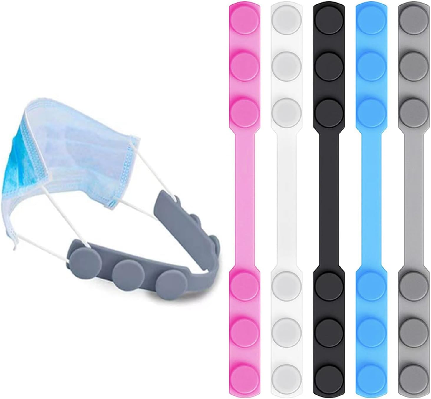 5 PCS Mask Extender Soft Extension with Earrings Stand Mask Buckle Mask Hook Adjustable Extended Belt Ear Protection Sport Fan Buckle image number 5