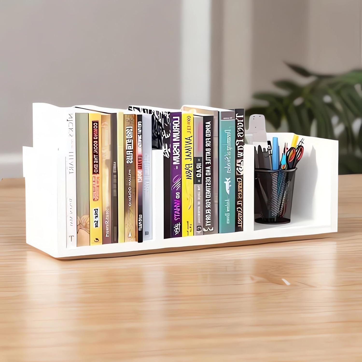 Desktop Wooden Bookshelf, 45 Cm Storage Organiser, 3-Tier Contemporary Shelf, Bookcase A212 (White)