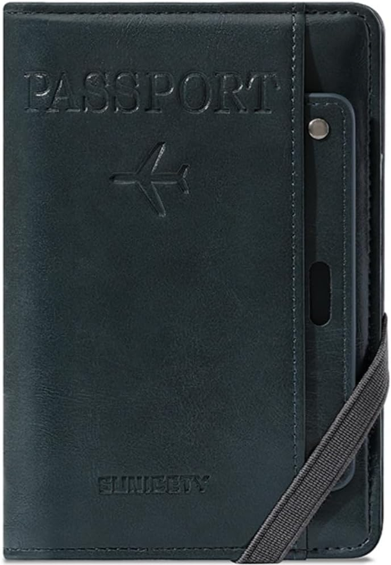 Y7-Y RFID Blocking Passport Holder Travel Wallet Multi-Functional Passport Cover with Removable Card Organizer, Anti-Theft Document Case for Travel. (Brown)