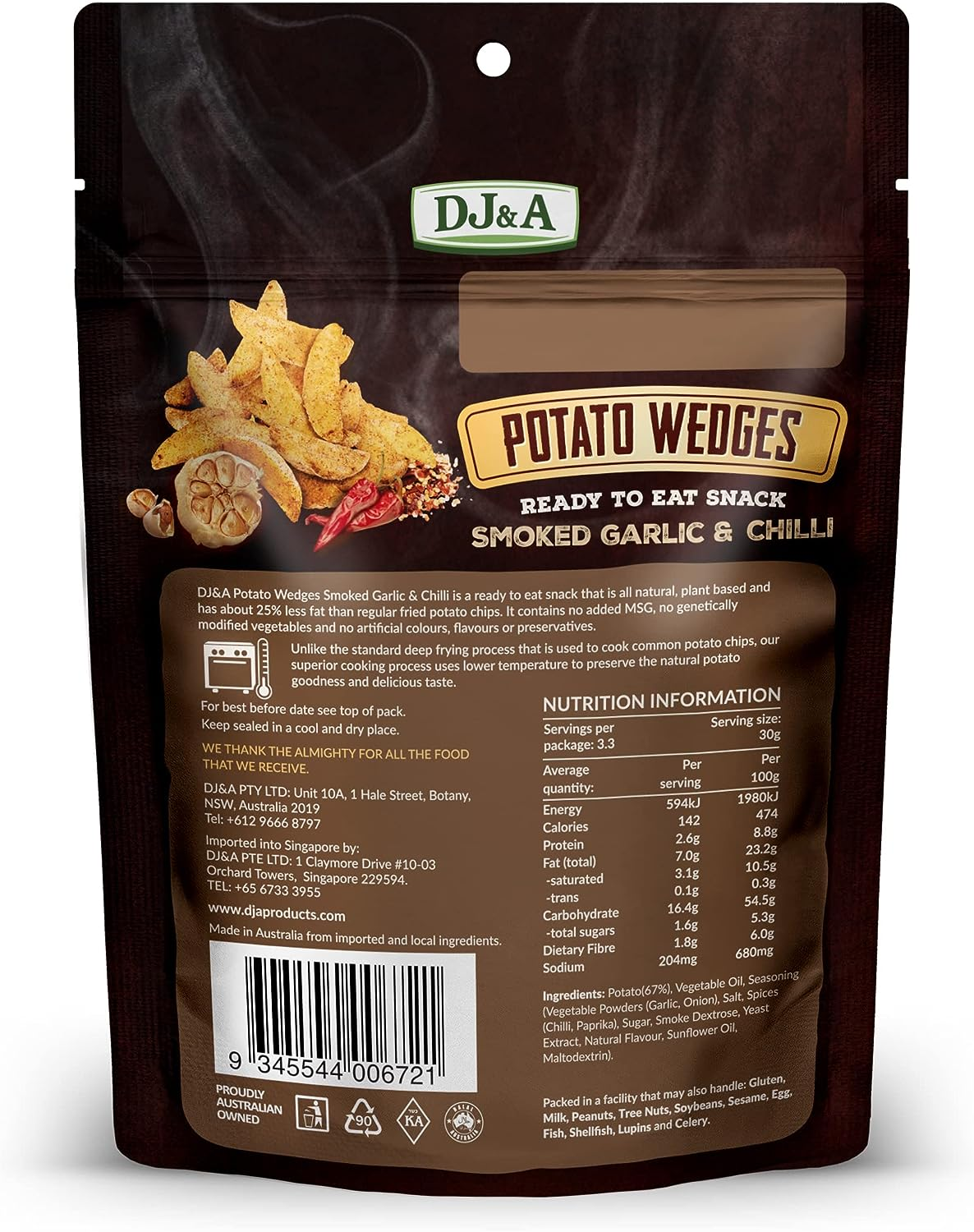 DJ & a Potato Wedges Smoked Chilli Garlic 100 G image number 1