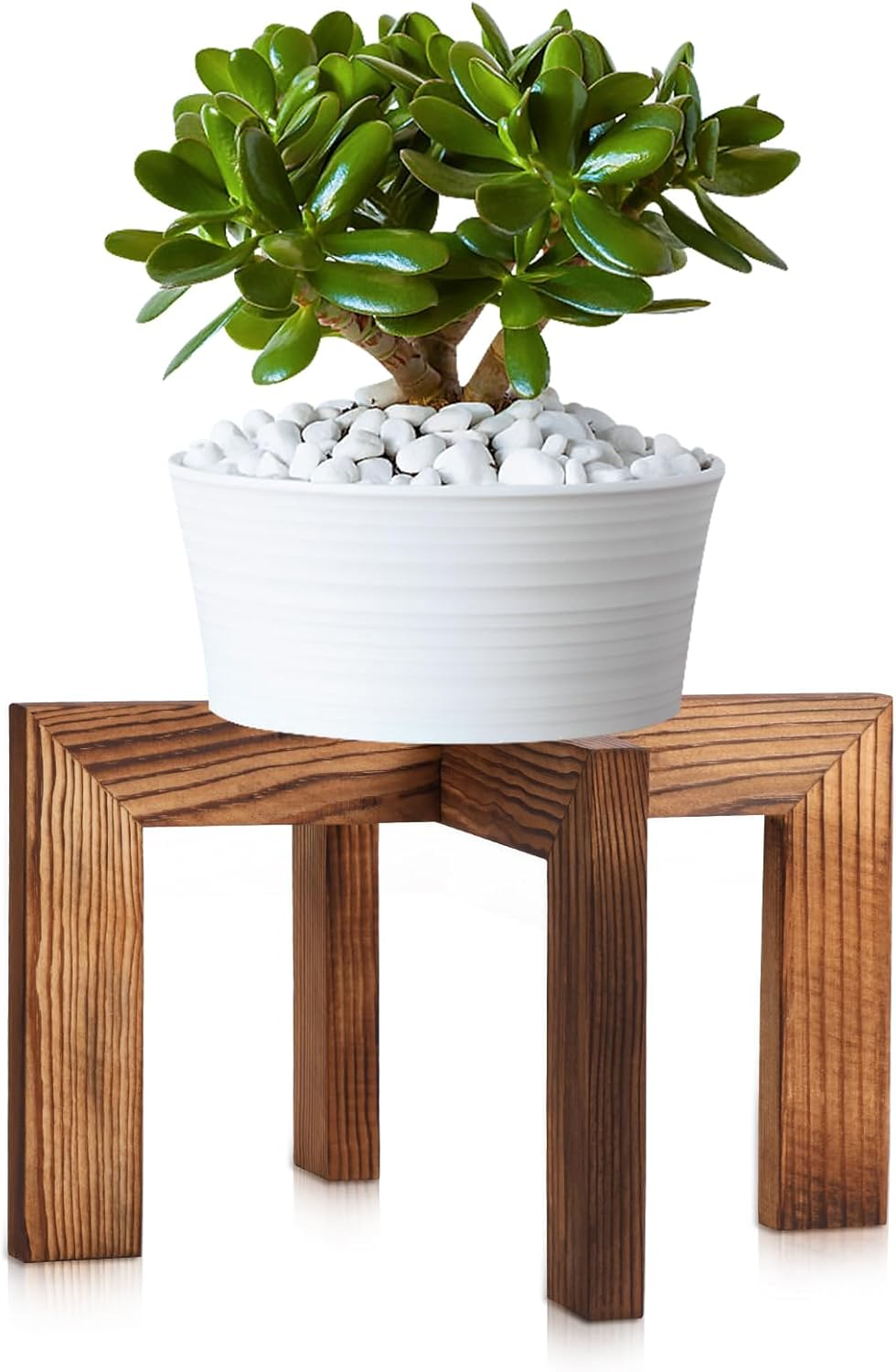 Fwqofvk Minimalist Wood Flower Pot Stand, Modern Wooden Plant Stool, Indoor Wood Plant Holder, Practical Plant Display Stand for Indoor Home Office Plant 30 X 30 X 18Cm