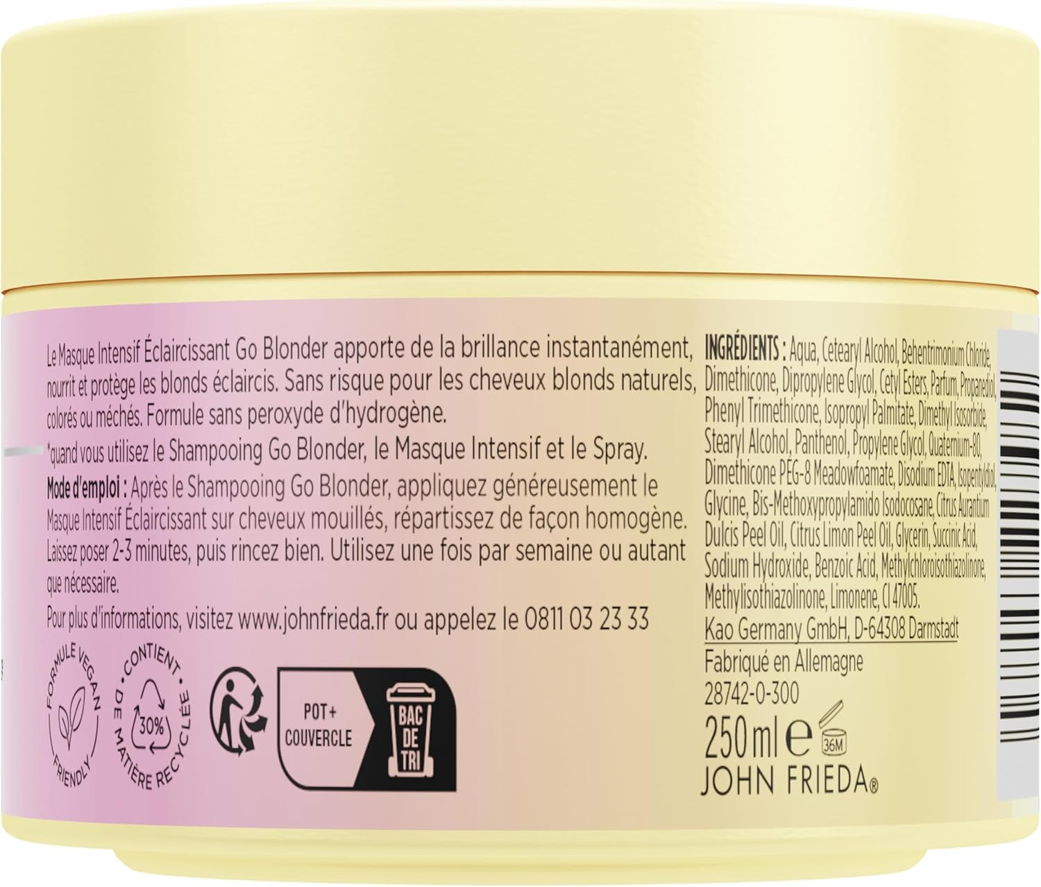 JOHN FRIEDA Go Blonder Intensive Brightening Mask, 250 Ml image number 2