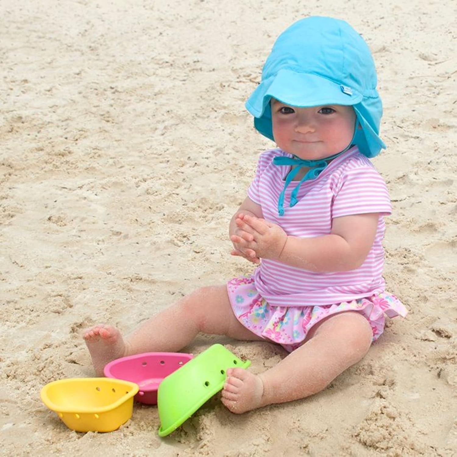 I Play. by Green Sprouts Baby & Toddler Breathable Flap Hat All-Day, UPF 50+ Sun Protection Wet or Dry image number 5