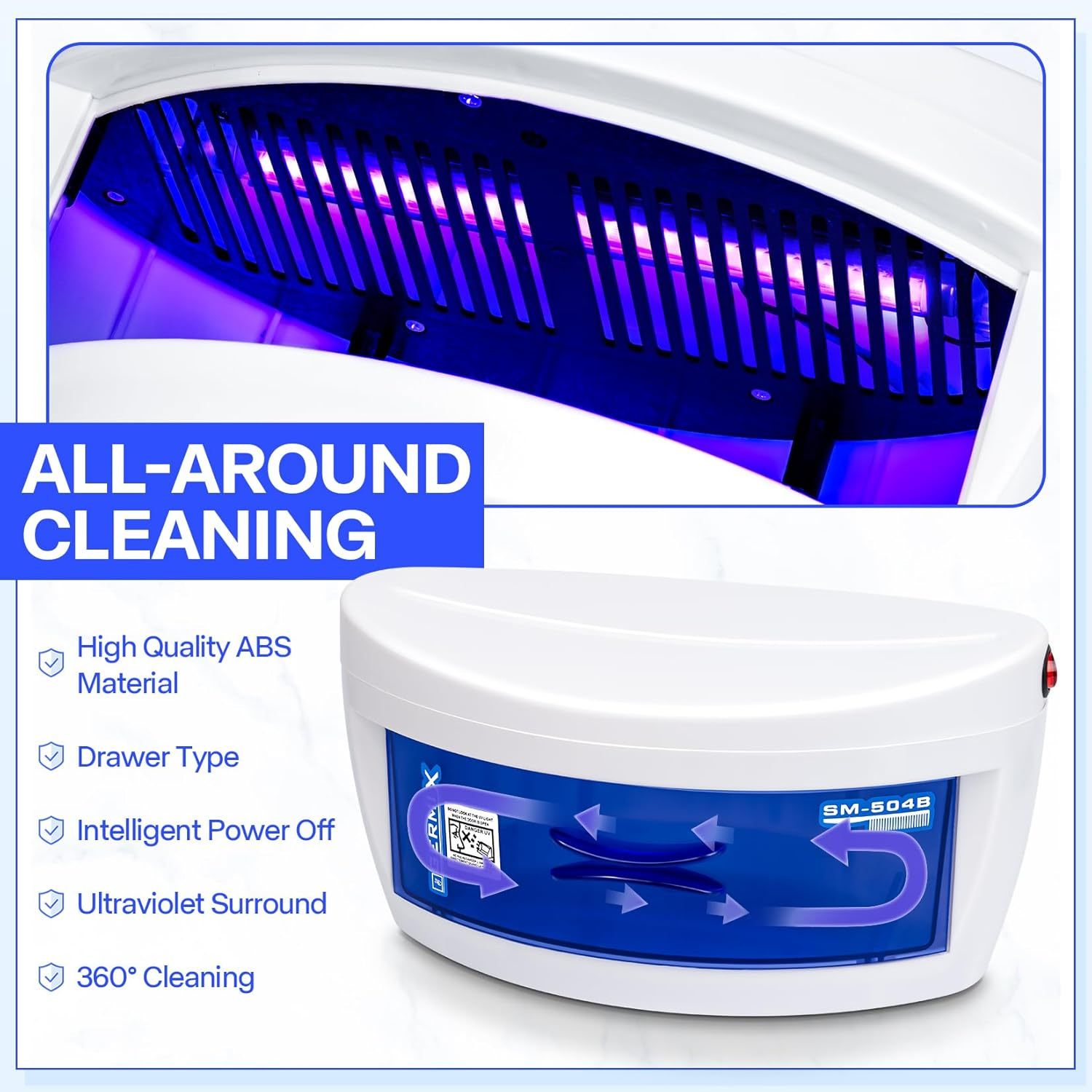 Sterilizer for Nail Tools,Lxiangn Large Capacity 8 W Multipurpose Nail Tools Cleaning Box Nail Sterilizer Cabinet Drawer for Barber Cutting Scissors Nipper Nail Art Tool image number 2