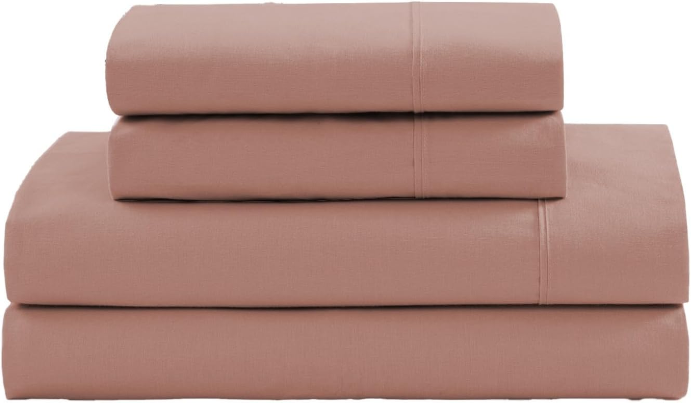Lane Linen 100% Organic Cotton Bed Sheets, Rose Dawn, Single, 3 Piece Set (1 Flat Sheet, 1 Fitted Sheet, 1 Pillowcase)