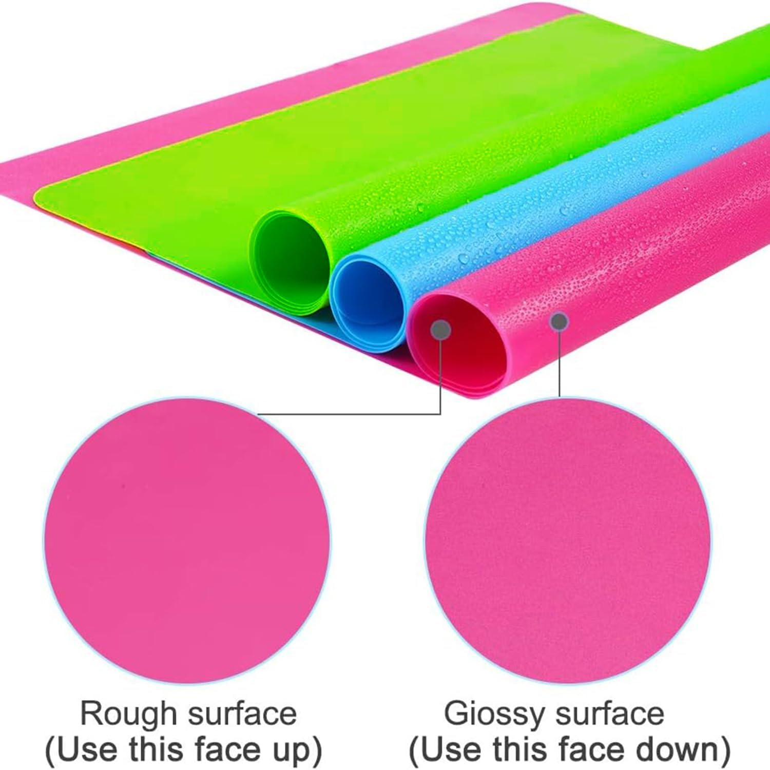 5Pcs Large Silicone Mats for Crafts,Silicone Placemats for Dining Table,Nonstick Nonslip Sheet, 15.7"X11.8" Craft Mat Table Protector(Blue&Gray&Green&Rose Red&Black) image number 4