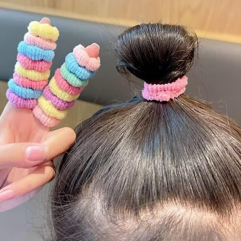 Toddler Hair Ties, Mini Hairties for Infant Girls,No Damage Hair Scrunchies for Children,Soft Cotton Hair Tie,Seamless,105-110 Pcs,Won'T Pull Out (Muti-Colored A) - Muti-Colored A image number 6
