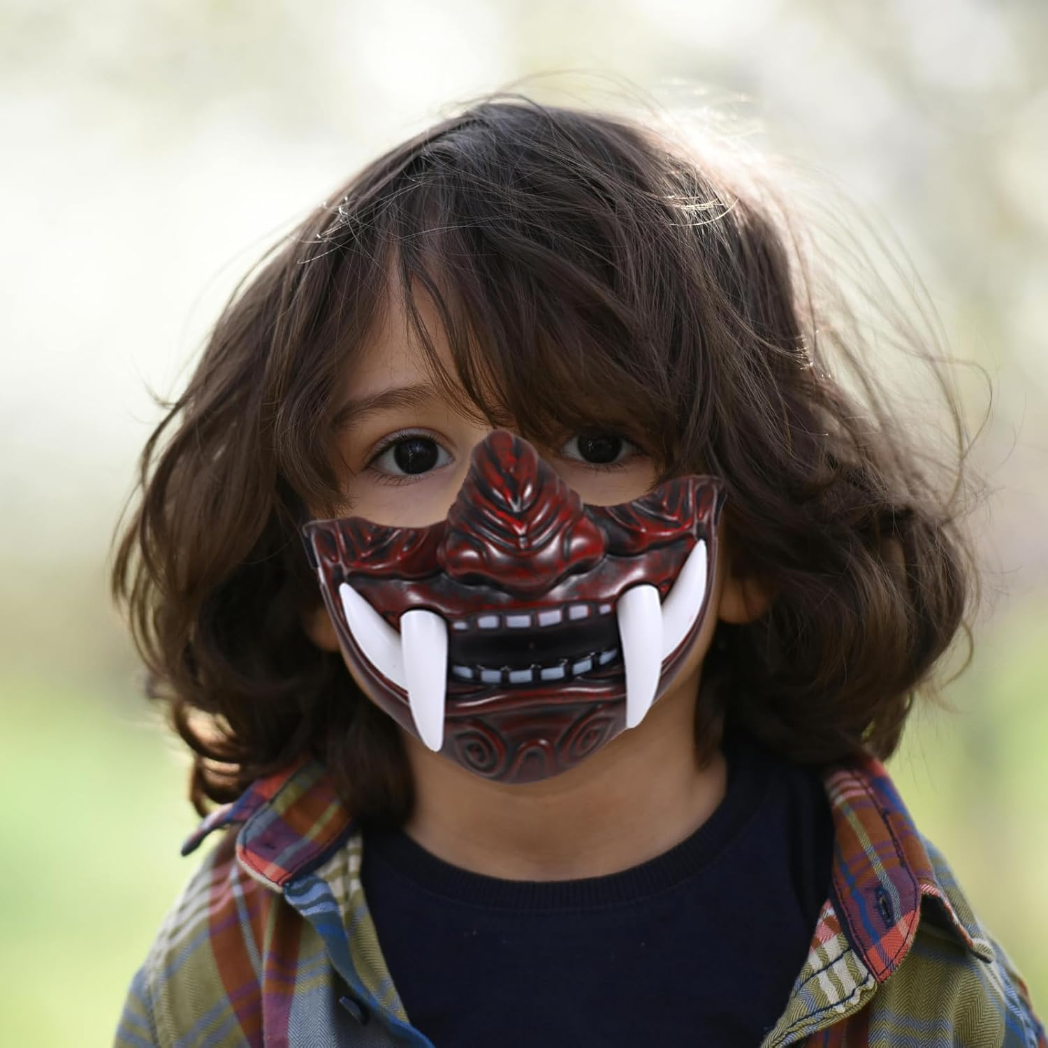 JOINPAYA Oni Samurai Mask,4Pcs Half Japanese Mask Ghost Novelty Drama Tush Ninja Halloween Party Cosplay Costume Prop image number 4