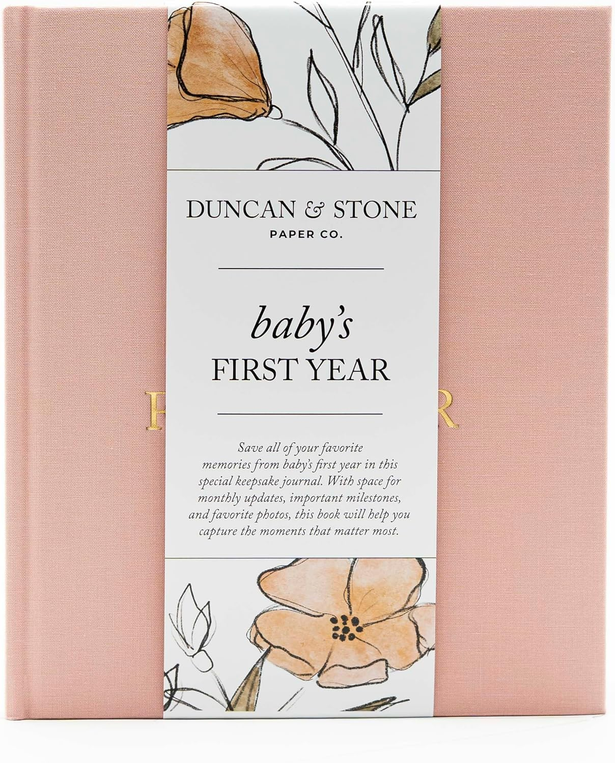 Baby First Year Book - Heirloom Keepsake Baby Memory Book to Record Important Milestones, Photos & More - Baby Keepsake Books (Dusty Rose,112 Pages)