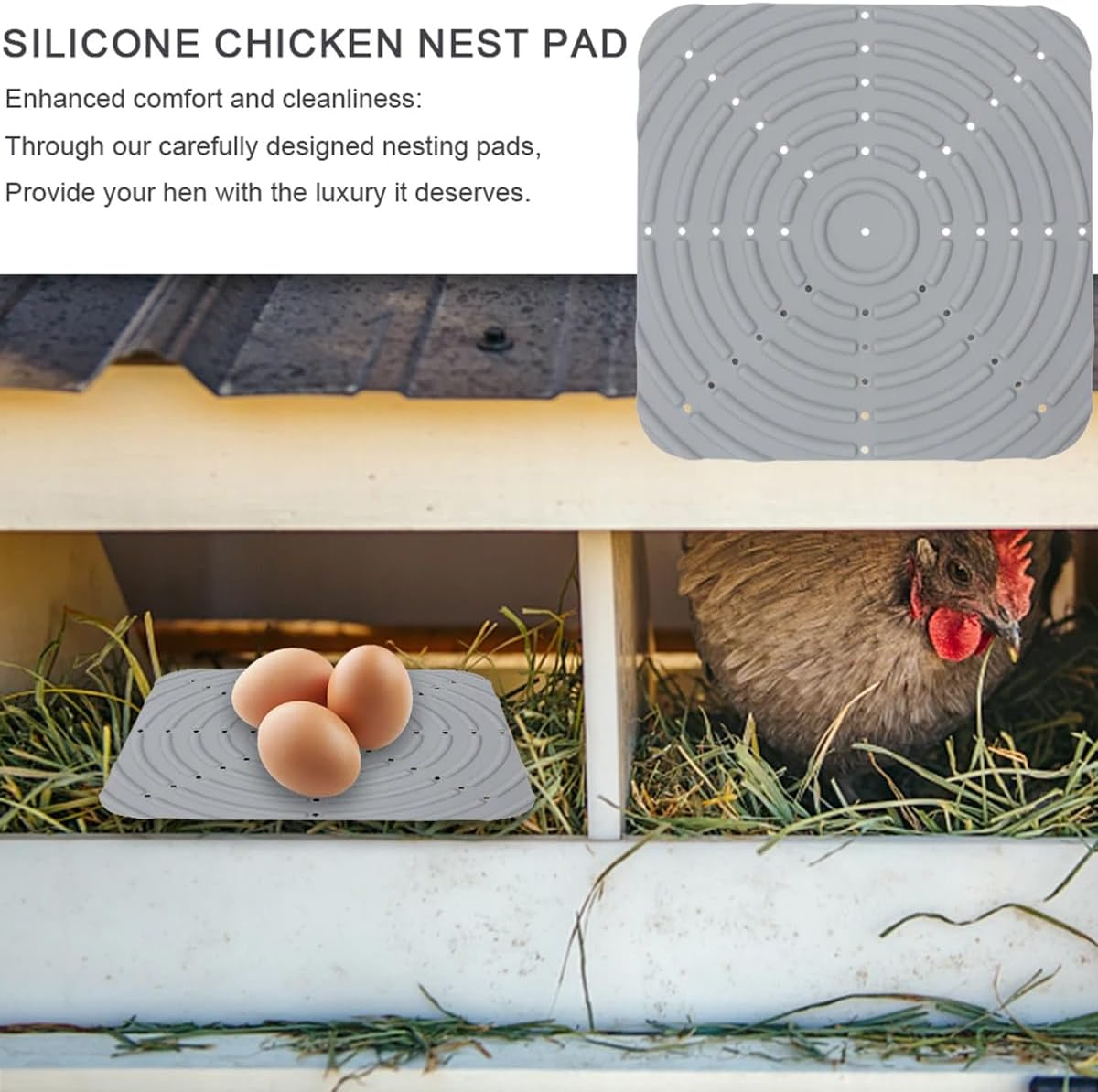 AIMALL Premium Silicone Chicken Nest Pad &ndash; Washable and Durable Nest Bedding for Poultry, Measures 11.81 Inches Square, Ideal for Chicken Coops and Layer Boxes