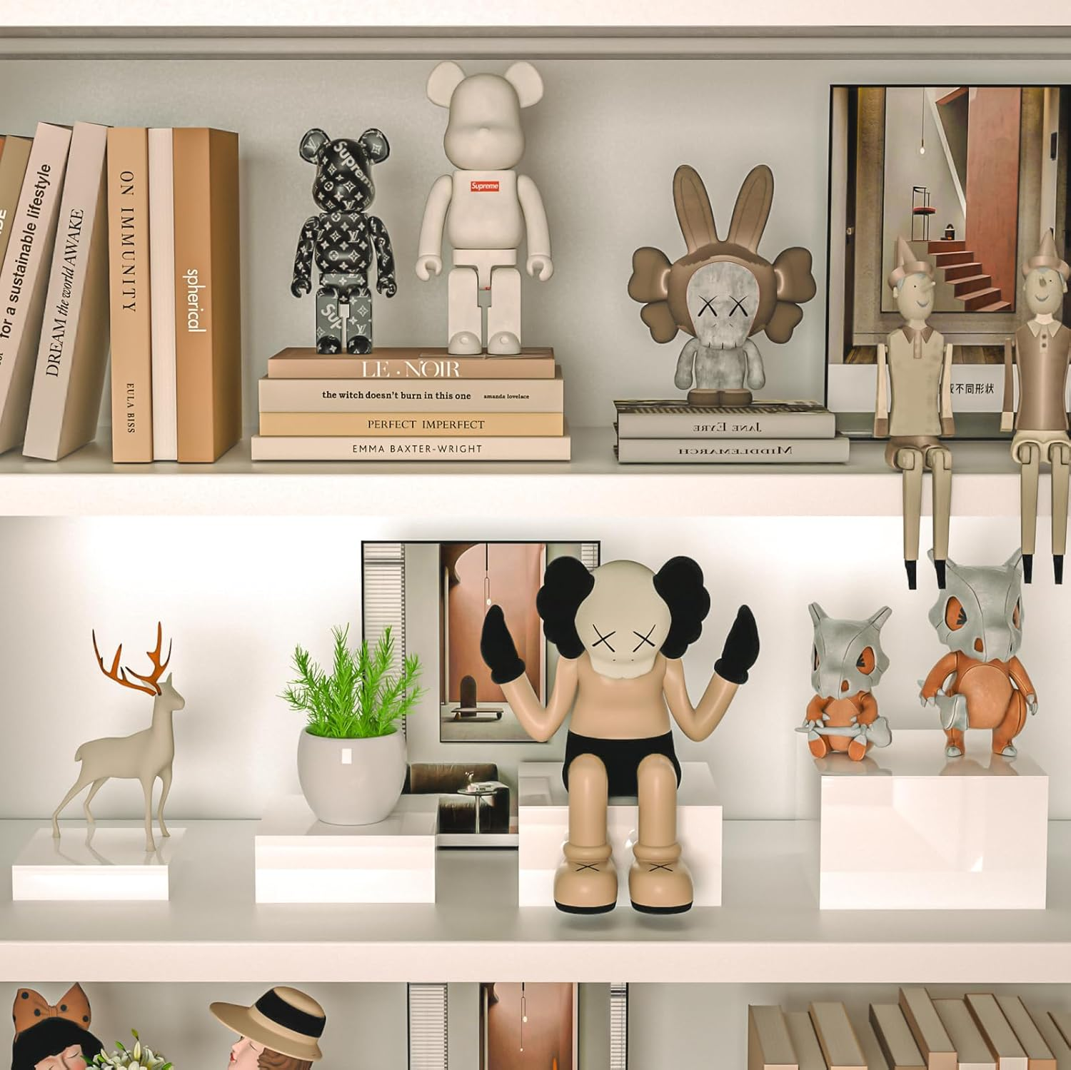 2 Sets of 3 Steps Acrylic Display Risers, 5-Sided Acrylic Riser with Hollow Bottoms,Perfect for Weddings,Cupcake Candy Food,Parties,Brunch (Square-White) image number 1