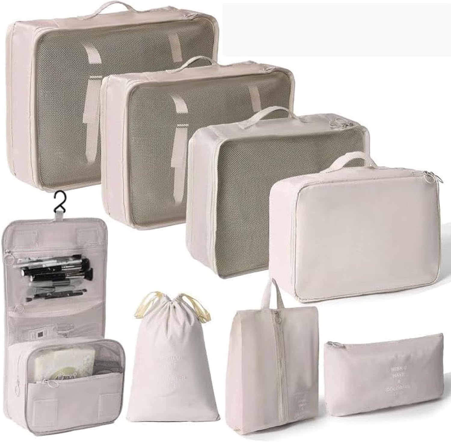 8 Set Packing Cubes for Suitcases, Travel Luggage Packing Organizers with Laundry Bag, Compression Storage Shoe Bag, Clothing Underwear Bag, for Man & Women image number 2