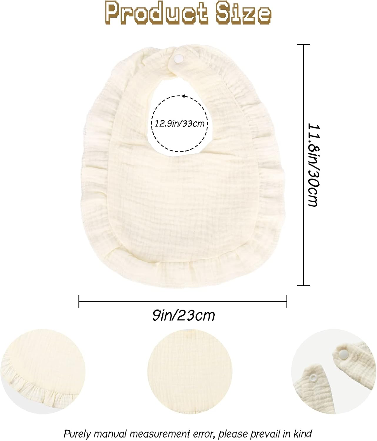 Baby Drool Bibs Muslin Bibs Adjustable Baby Drooling Bibs Soft Cotton Baby Bibs for Boys Girls Unisex image number 3