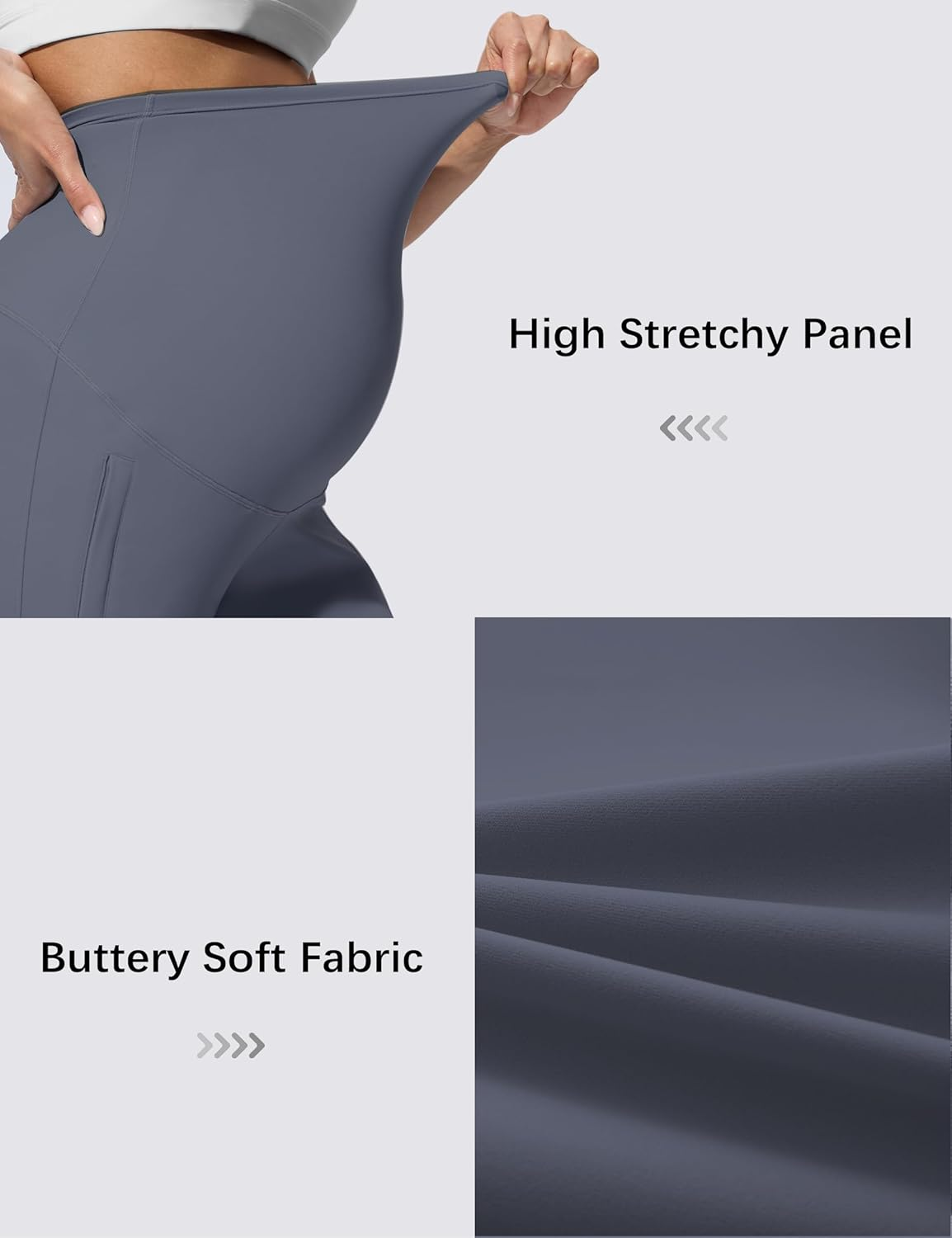 Mama Land Maternity Joggers with Pockets over the Belly Buttery Soft Pregnancy Pants for Yoga & Activewear image number 6