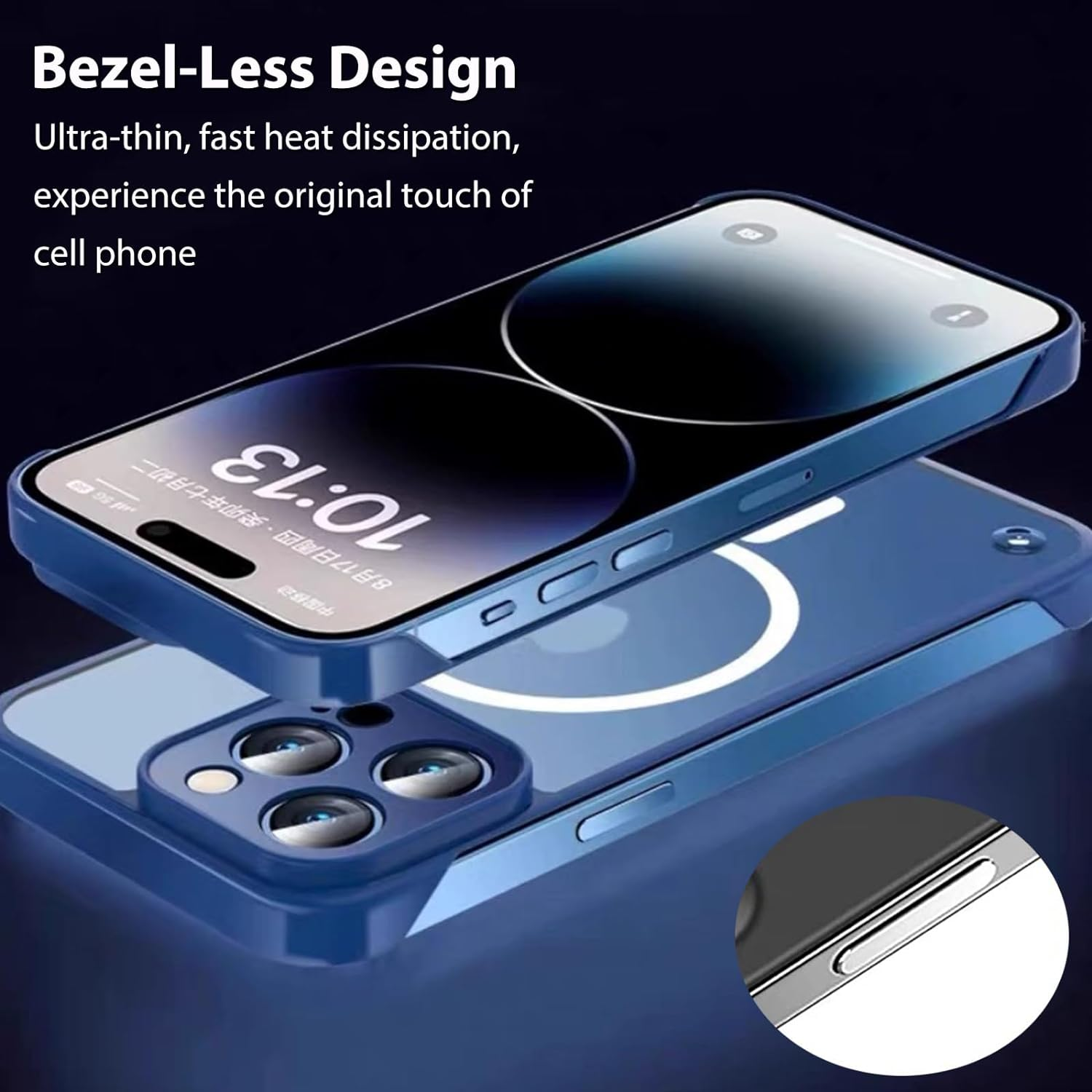 RUNGOS for Iphone 14 Pro Max Case Magsafe (Borderless Translucent Matte) [Bare Metal Feel] [Strong Magnetic] Slim Case for Iphone 14 Pro Max Magsafe Case, 14 Pro Max Magnetic Case Thin 6.7'', Black image number 4