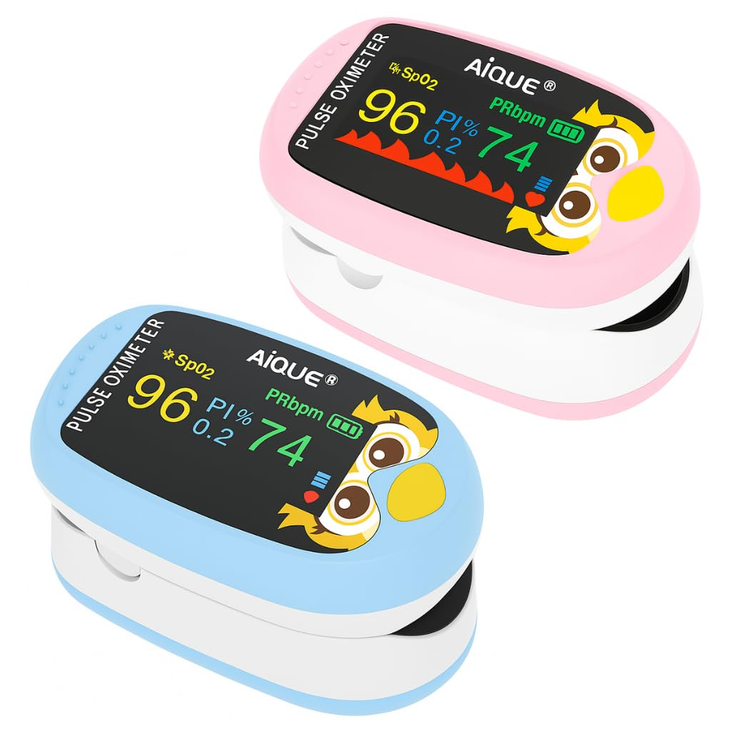 Cute Owl Finger Pulse Kids Oximeter Children Infants Babies Blue Pink | Rechargeable Heart Rate Blood Oxygen Saturation Monitor Spo2 PI LED Display (Pink)