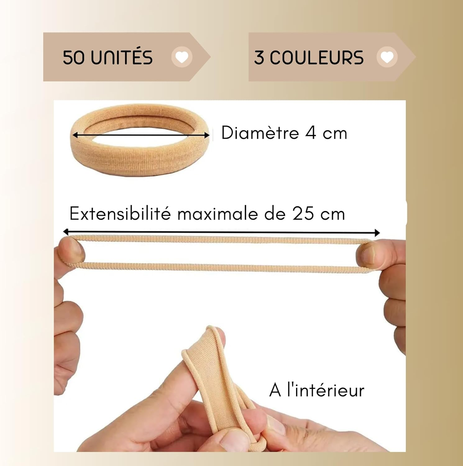 Elastic Hair Scrunchies for Women, Men and Girls, Seamless Hair Accessories in Earthy Colours, 50 Pieces Hair Ties for Women or Kids Made of Cotton (5 Colors) image number 5