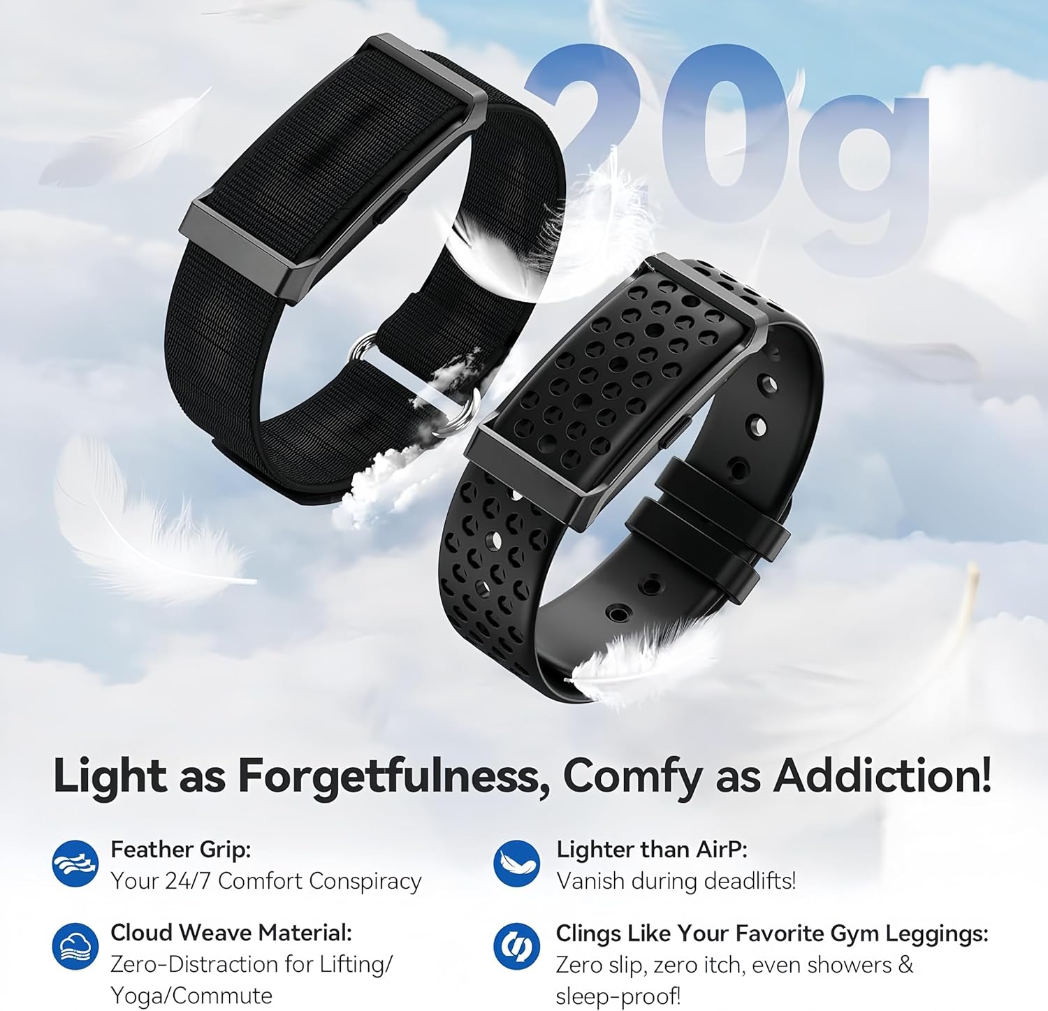 Smart Bracelet, Wearable Activity & Fitness Tracker with 24H Sleep Tracker, Heart Rate Blood Pressure Monitor, 173 Sport Modes, 2 Bands (Black) image number 4