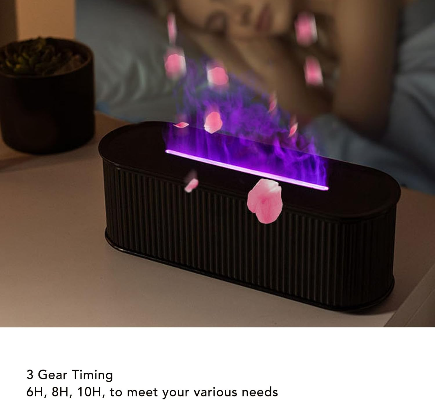 Colorful Flame Diffuser,7 Colors Flame Air Diffuser Humidifier,Fire Essential Oil Diffuser with Timer & Auto-Off for Home, Room,Office (Black) image number 2