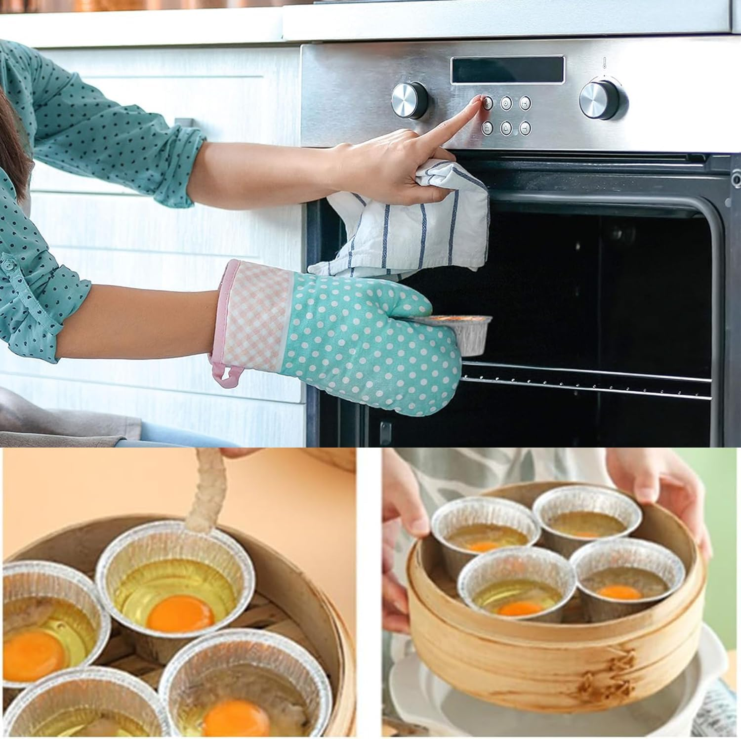 Lyfengdeam 100Pcs Cupcake Baking Cups Aluminium Foil Muffin Cups Pudding Molds Egg Tart Baking Cups Dessert Containers 3In image number 1