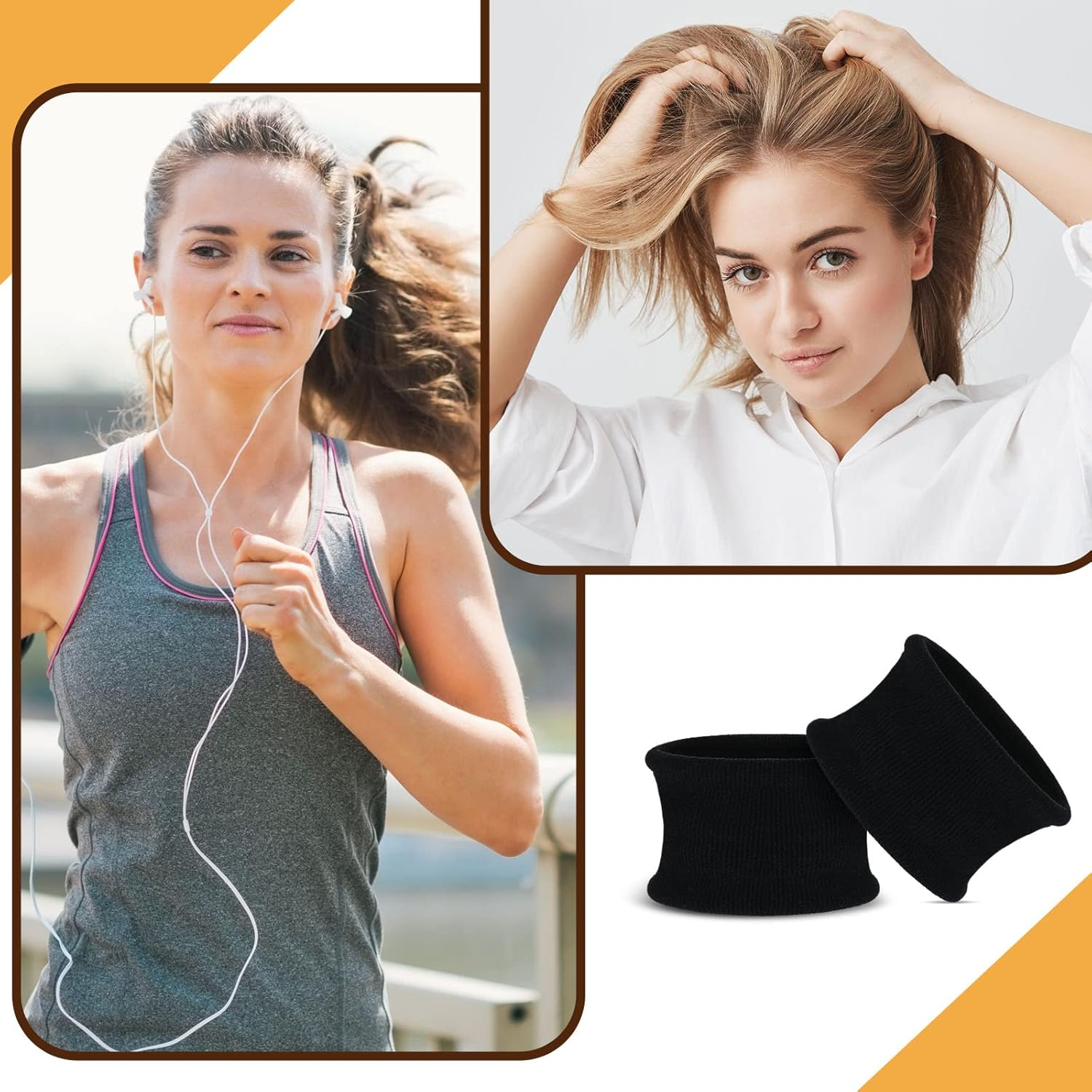 10 Pcs Strong Elastic Hair Bands for Women Girls Large Cotton Hair Bobbles Black Hair Accessories Stretch Hair Ties Ponytail Holders for Thick Heavy and Curly Hair, Black image number 1