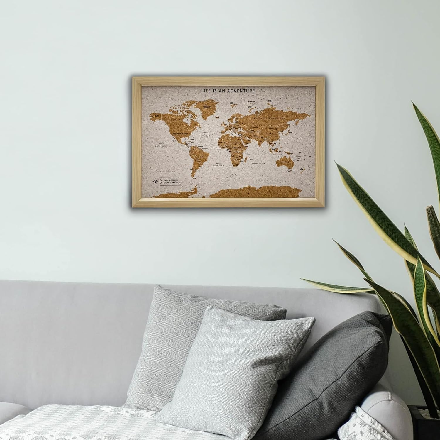 Splosh TVB03 Travel Board World Map, Small, Beige/White