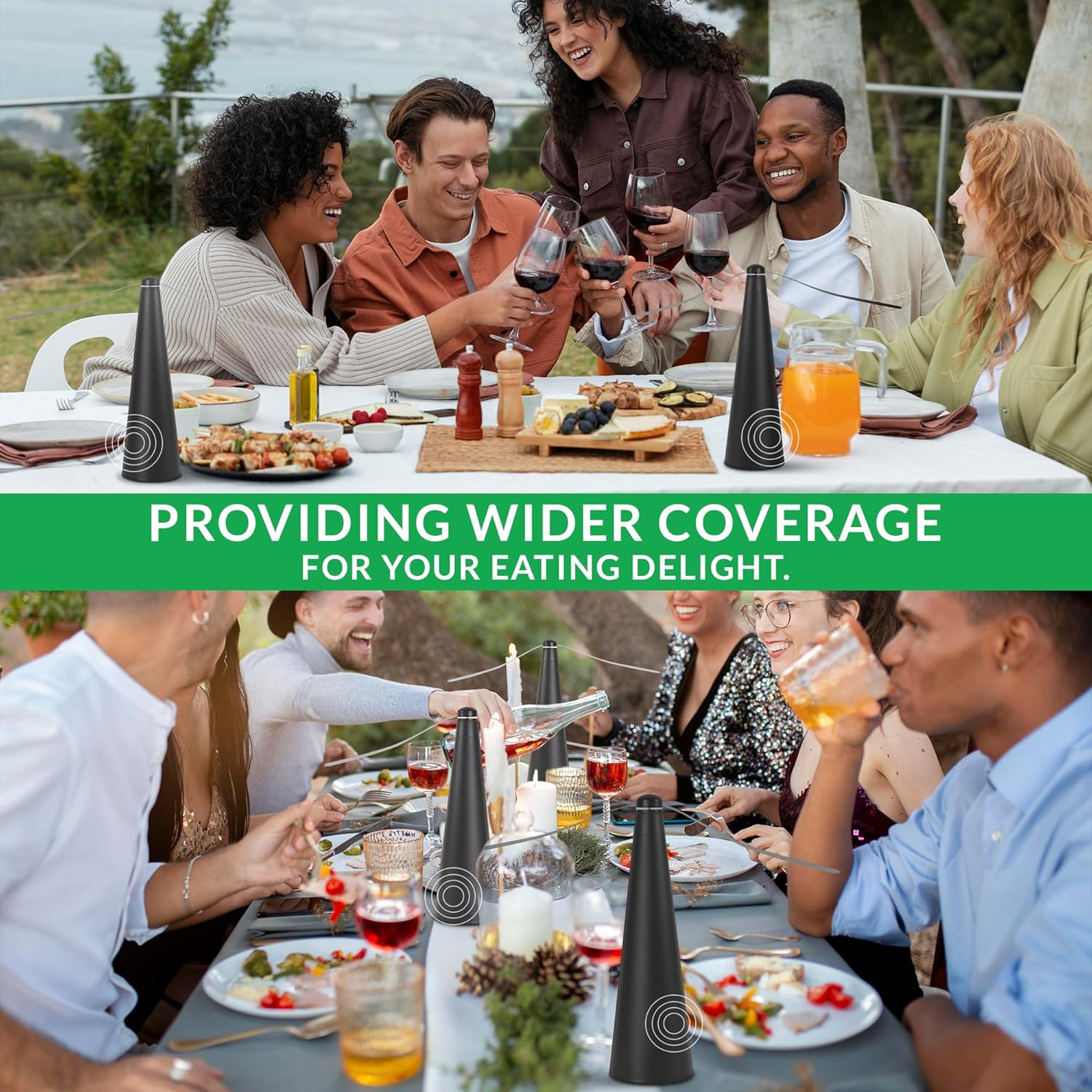 Fly Away Ultra - 2 Pack Rechargeable Outdoor Fly Fans for Tables with Ultrasound, Outdoor or Indoor Tabletop Use, Restaurant, Barbeque, Events, Deter Flies, Wasps, Bees, Moscas and Bugs, Hanging Hook. image number 1