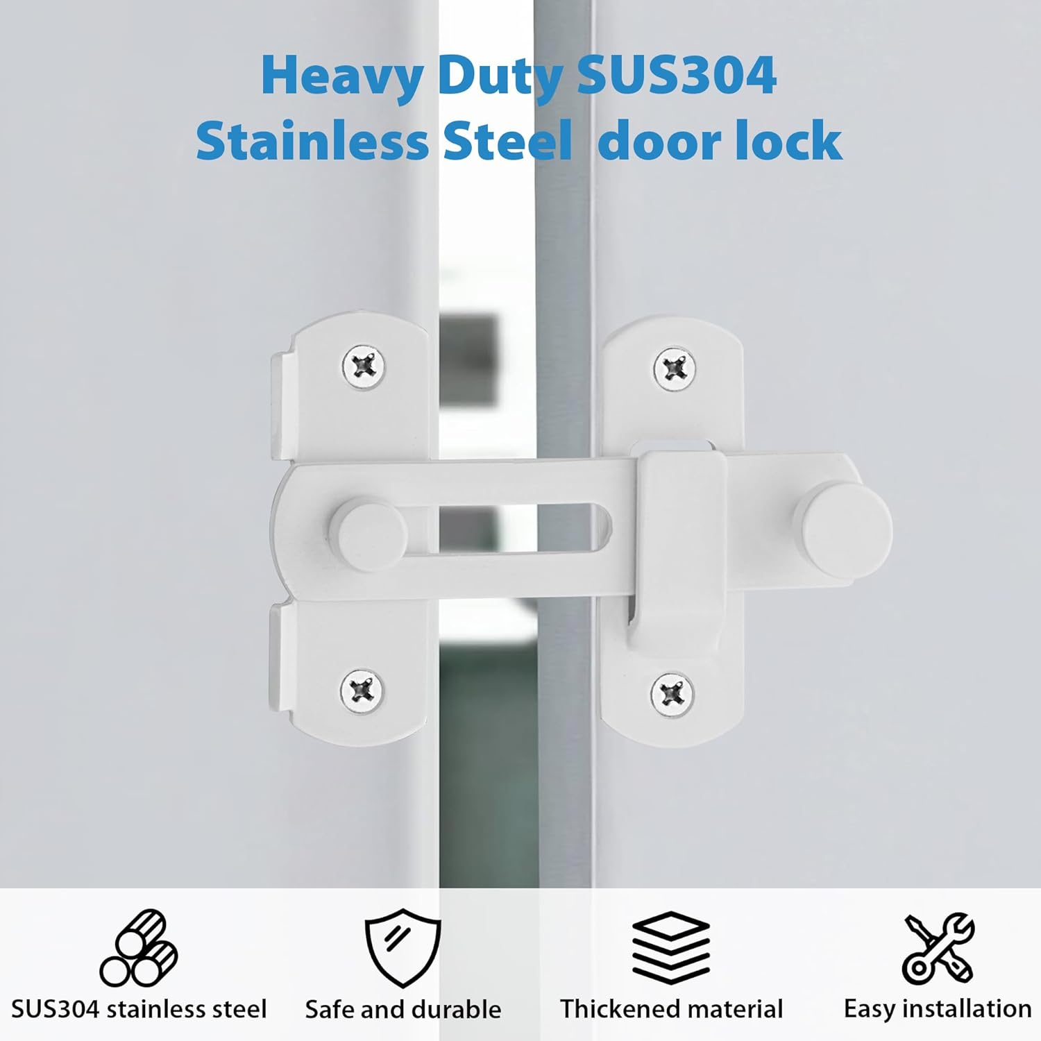 Alise 4 Inch Heavy Duty Flip Latch Gate Latches, Safety Door Lock for Barn Wood Fence Sliding French Doors,Sus304 Stainless Steel Gate Hardware. White Finish MS9500-W