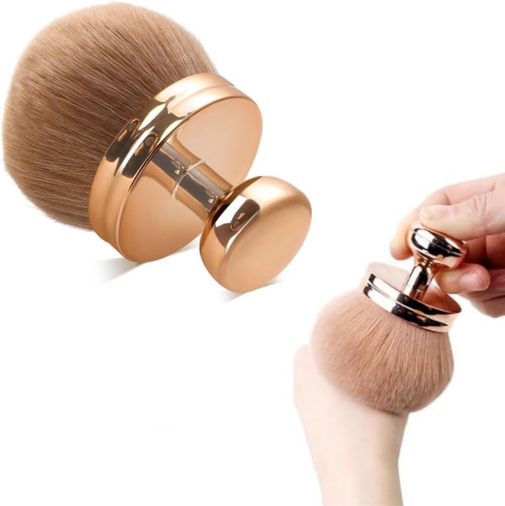 HIDOSNG 1Pcs Extra Large Makeup Brush, 3'' Width Self Tanner Brush,Kabuki Powder, (Rose Gold) image number 2