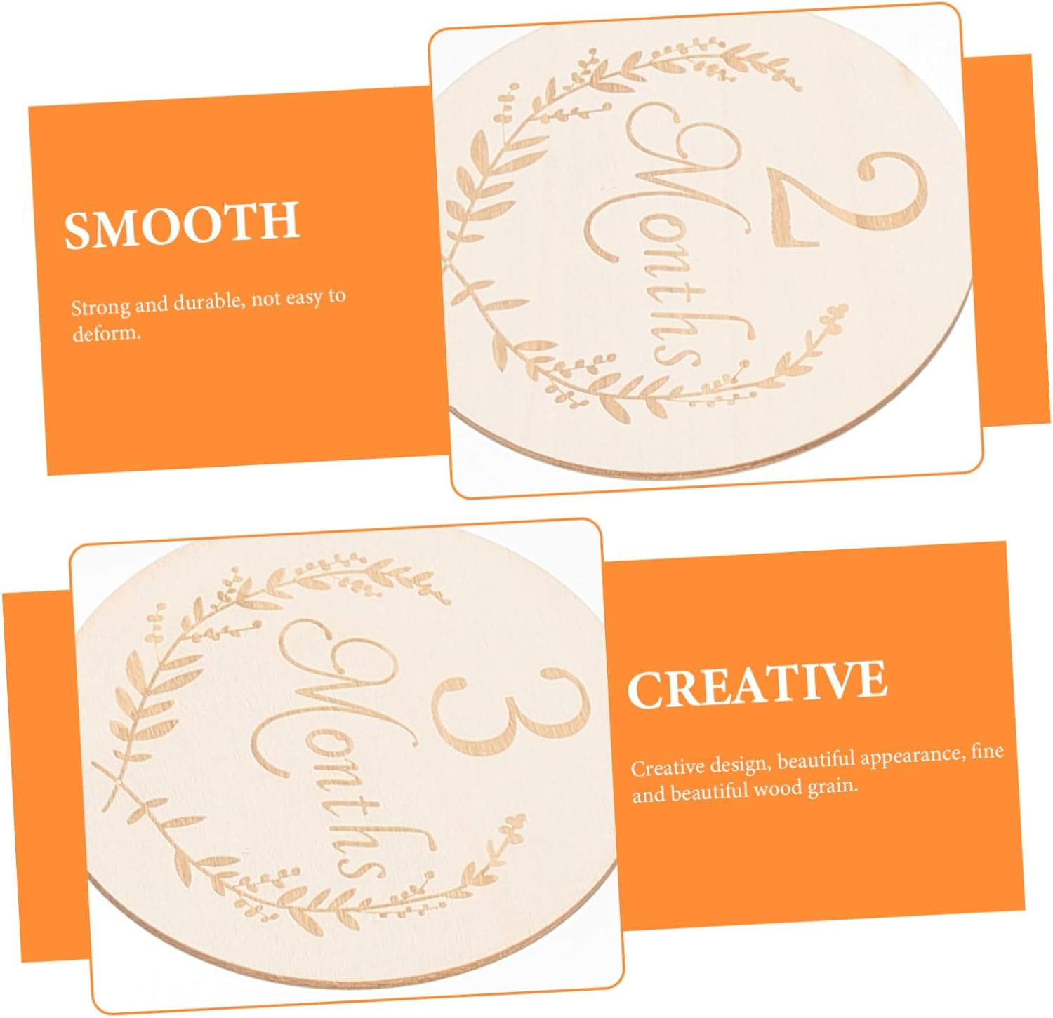 Angoily 13Pcs 100Mm Wooden Slices Baby Monthly Growth Cards Newborn Milestone Discs DIY Wood Chips for Infant Photography and Memory Tracking image number 6