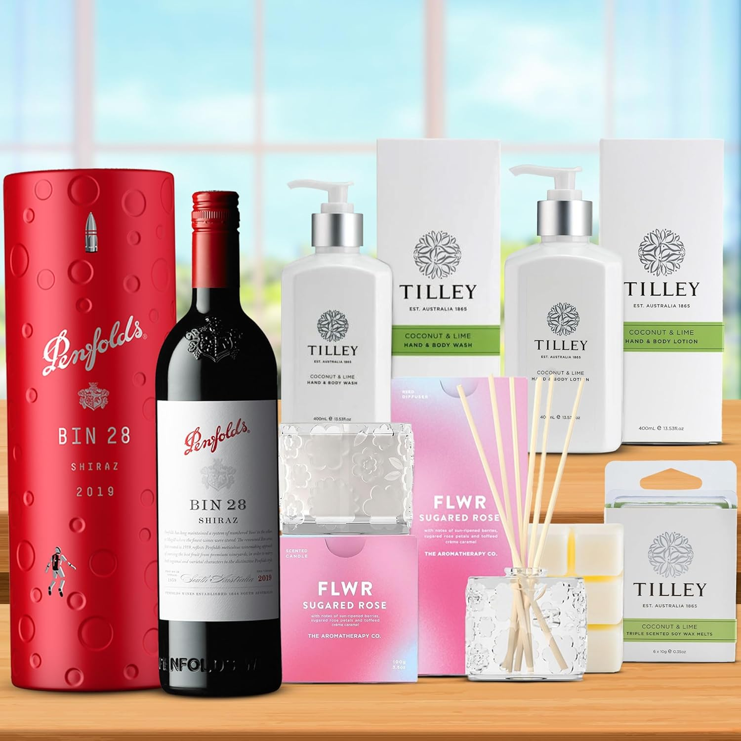 Deluxe Wine & Pamper Gift Hamper, Quality Shiraz, Aromatherapy Candle & Diffuser, Luxurious Body Wash & Lotion, Perfect Birthday or Thank You Gift image number 4