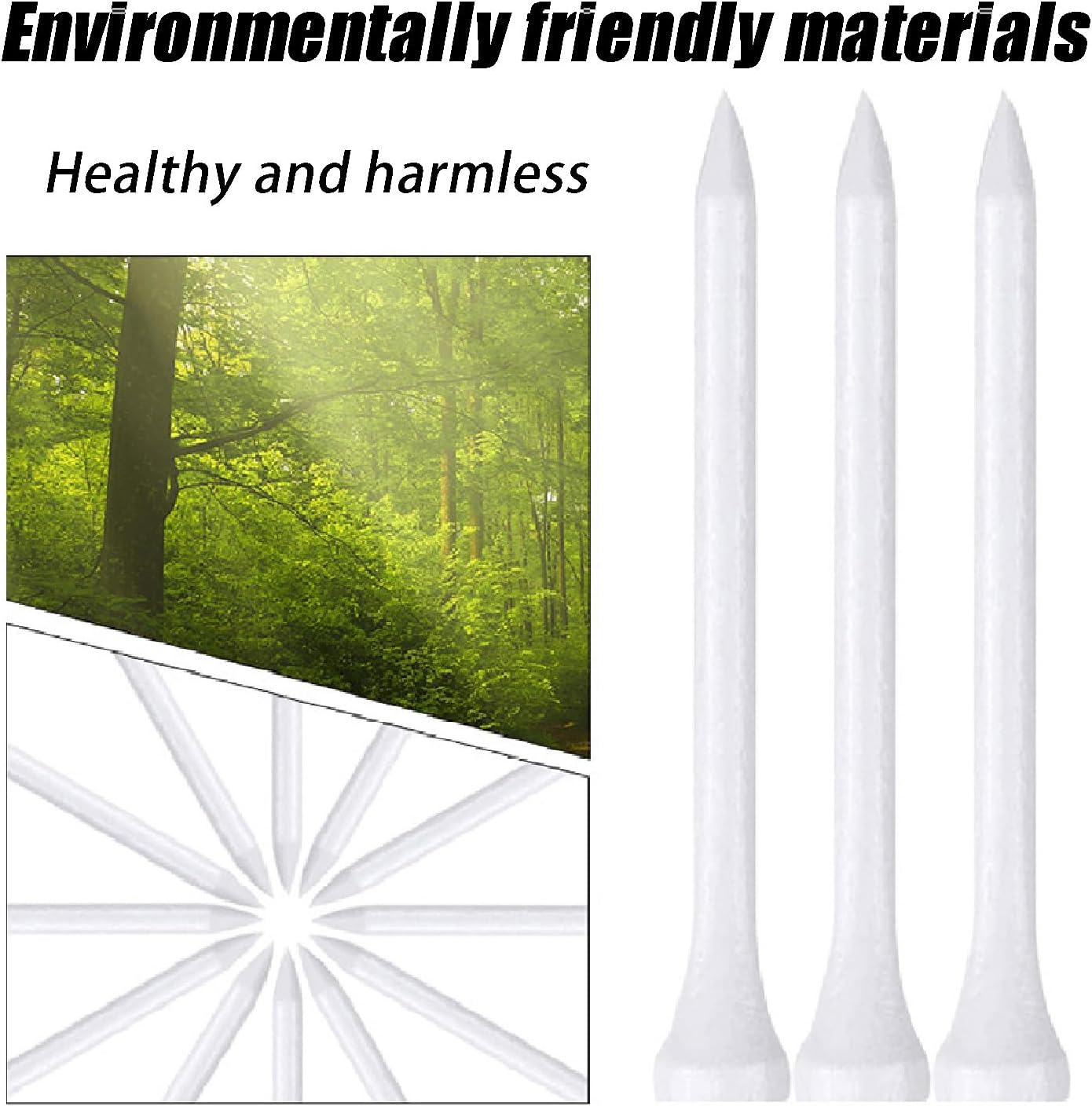 Wzenclave 100Pcs Wooden Golf Tees White Bulk Wooden Golf Table Durable Professional Natural Golf Accessories Suitable Reduces Friction and Provides More Stable Side Rotation for Men and Woman