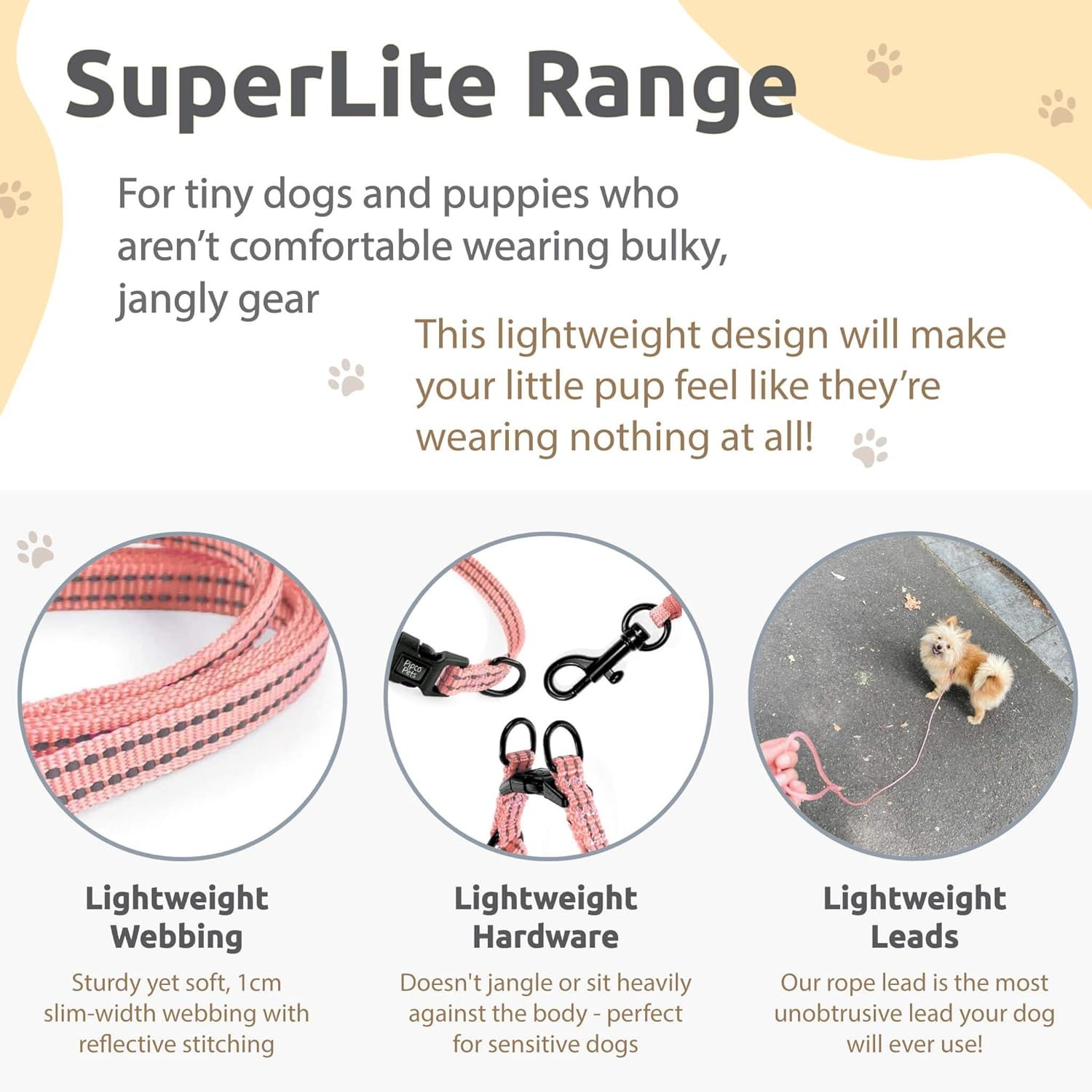 PIPCO PETS - Superlite Walkies Bundle | Puppy Harness Set | Lightweight Harness, Collar, and Leads for Small Sensitive Dogs and Cats | Adjustable, Safe, Secure (Black, XS) image number 7