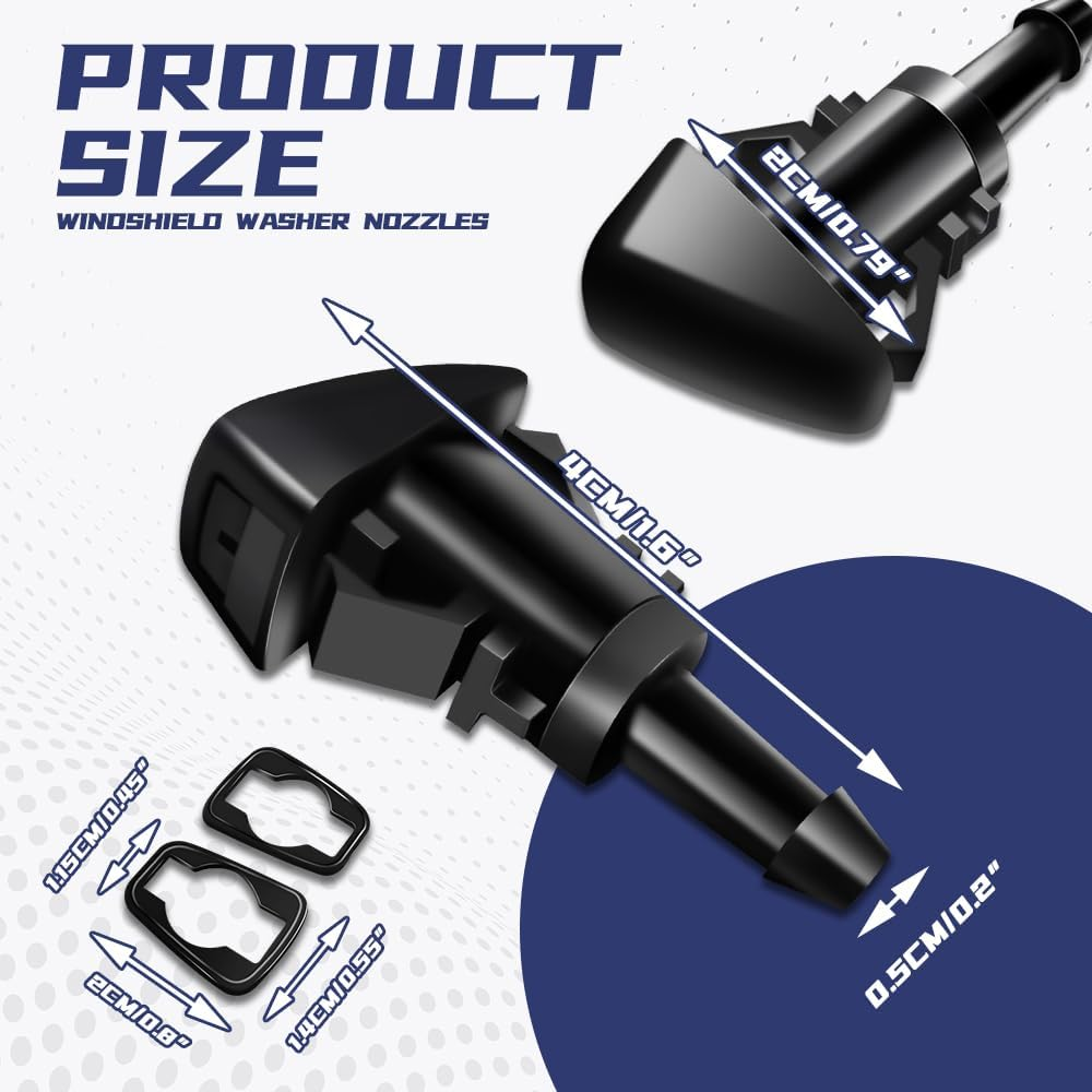 2 PCS Front Windshield Washer Nozzles, Washer Spray Jet Kit Fit for Chrysler, Dodge, Replaces OEM #: 4805742AB / 5113049AA / 55077460AA / 5303833AA / 5116079AA image number 2