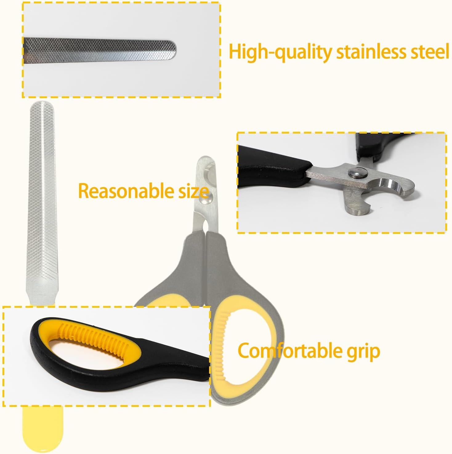 Cat Nail Clippers with Nail File, Stainless Steel Dog Claw Trimmer for Cats Dogs Rabbits Birds Small Animals, Pet Nail Clippers with Non-Slip Handle for Grooming Home Salon Vet Travel Essentials image number 4