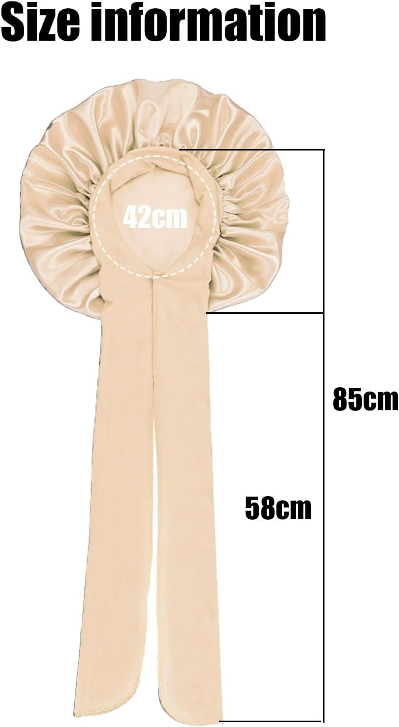 BGENHPON Silk Hair Bonnet for Women Night Sleep Cap Adjustable Satin Bonnet for Curly Hair Protection Single Layer Yellow image number 5